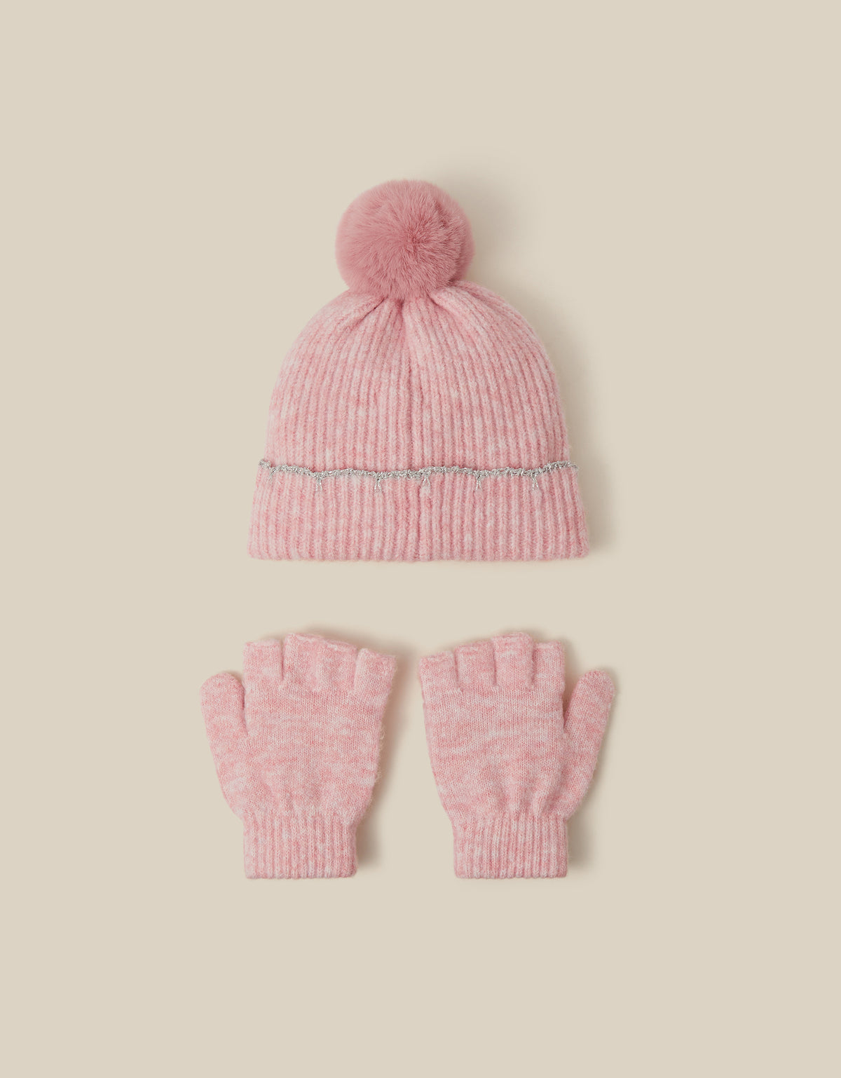 SET KAPA I RUKAVICE - PINK SCALLOP HAT & GLOVE