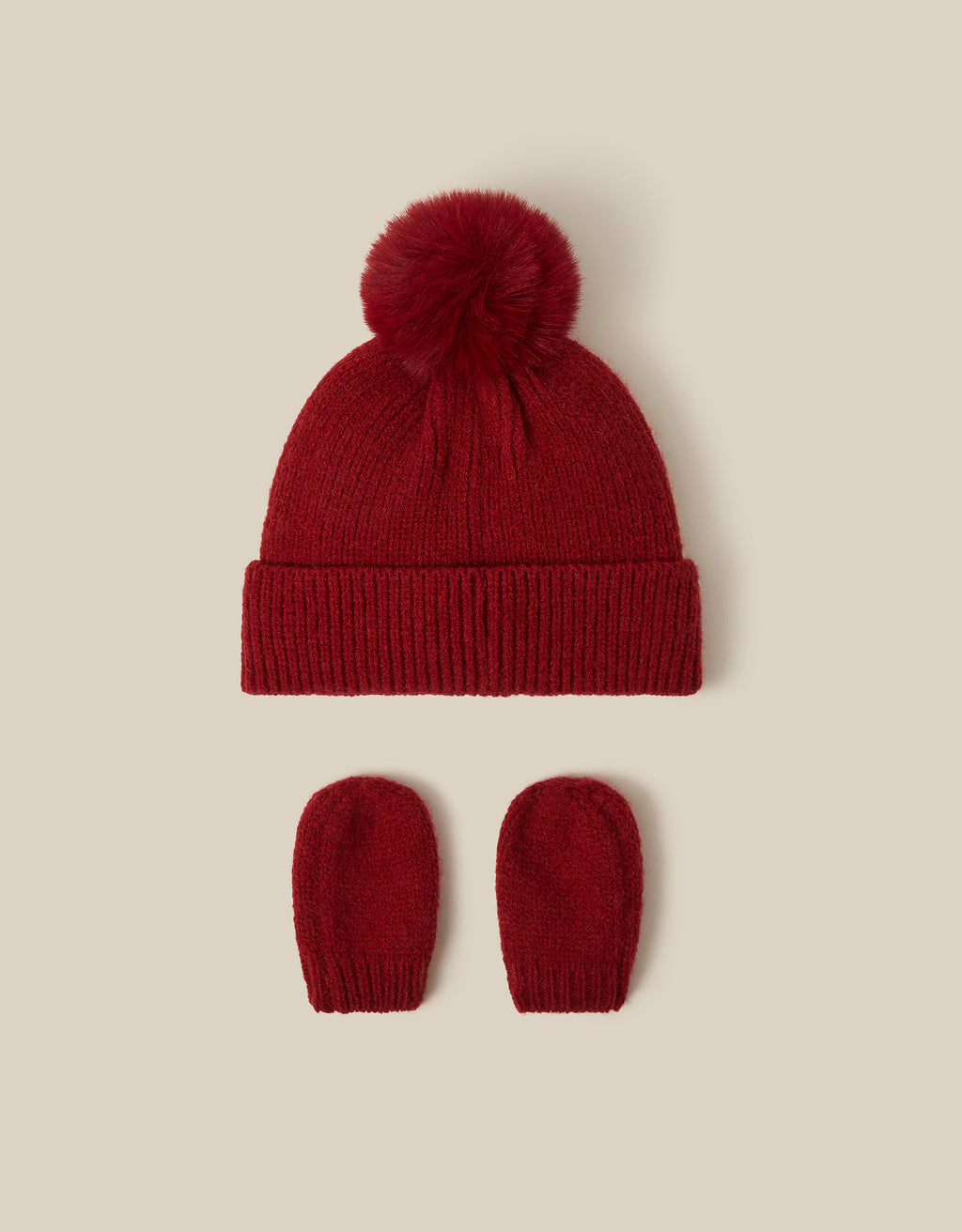 SET KAPA I RUKAVICE - BABY RED BOW HAT&MITTEN