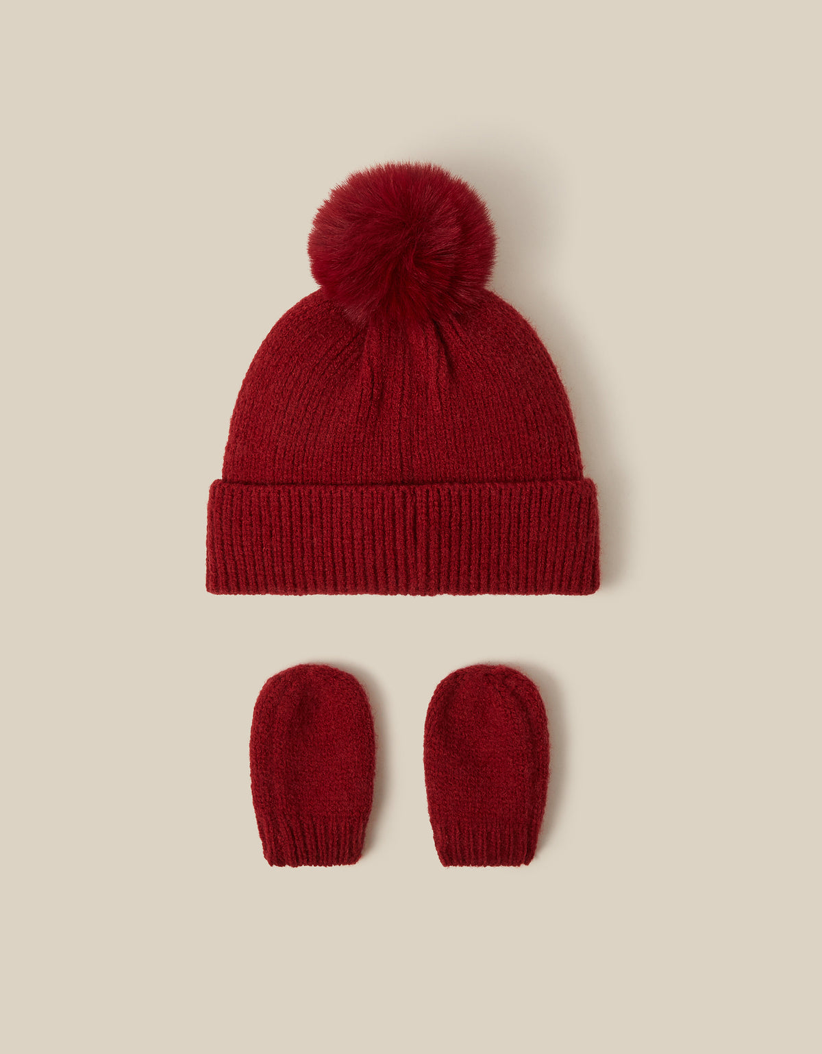 SET KAPA I RUKAVICE - BABY RED BOW HAT&MITTEN