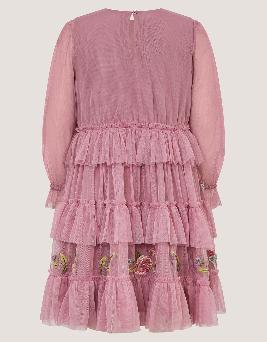 HALJINA - MESH SEQ EMB RUFFLE DRESS