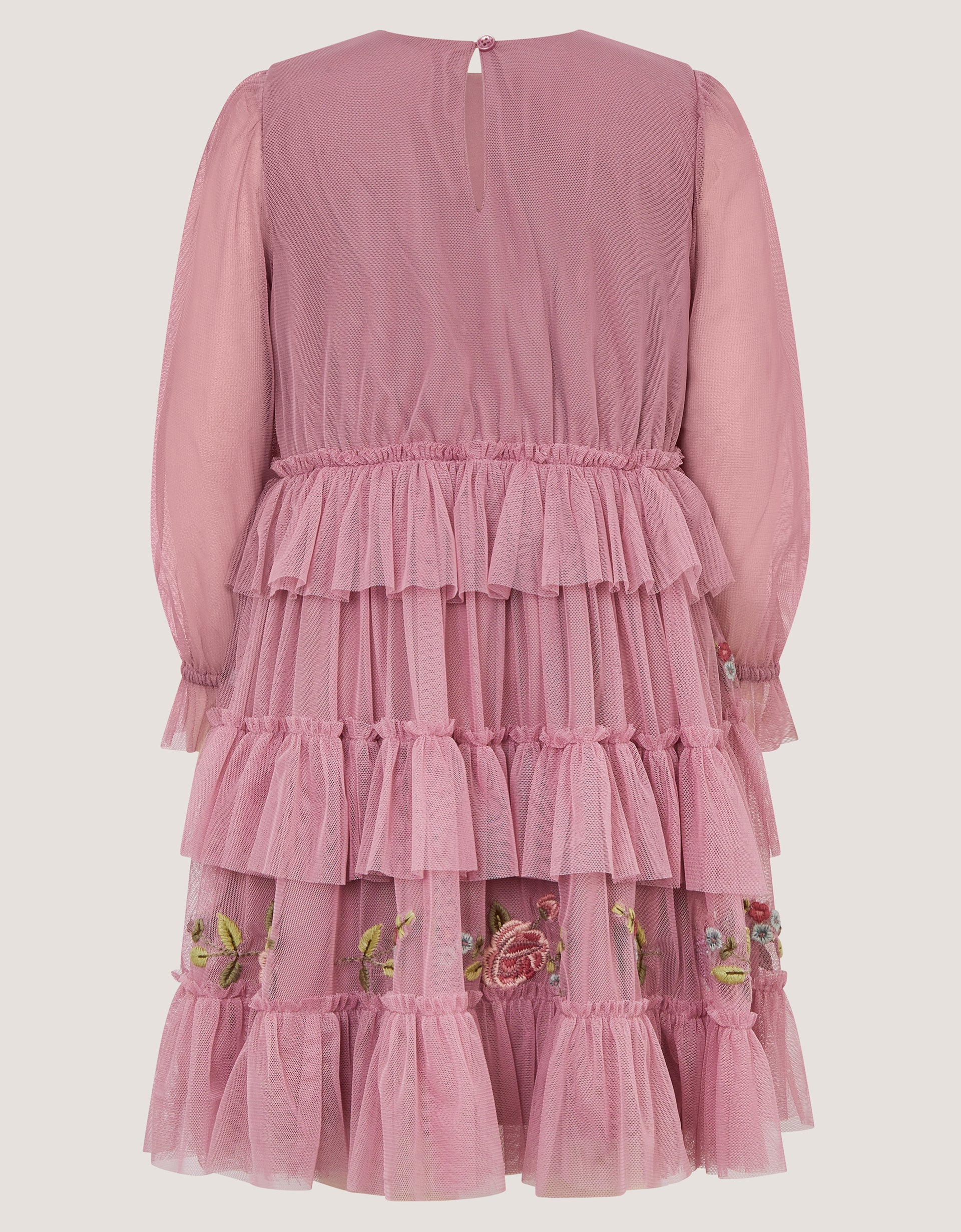 HALJINA - MESH SEQ EMB RUFFLE DRESS