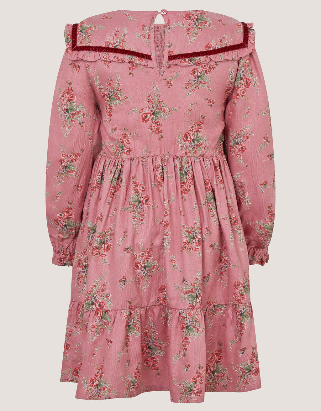 HALJINA - PNK DITSY COLARED LS DRES