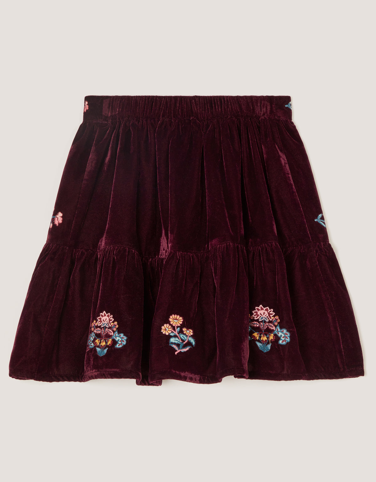 SUKNJA - VELOUR FLORAL EMB SKIRT
