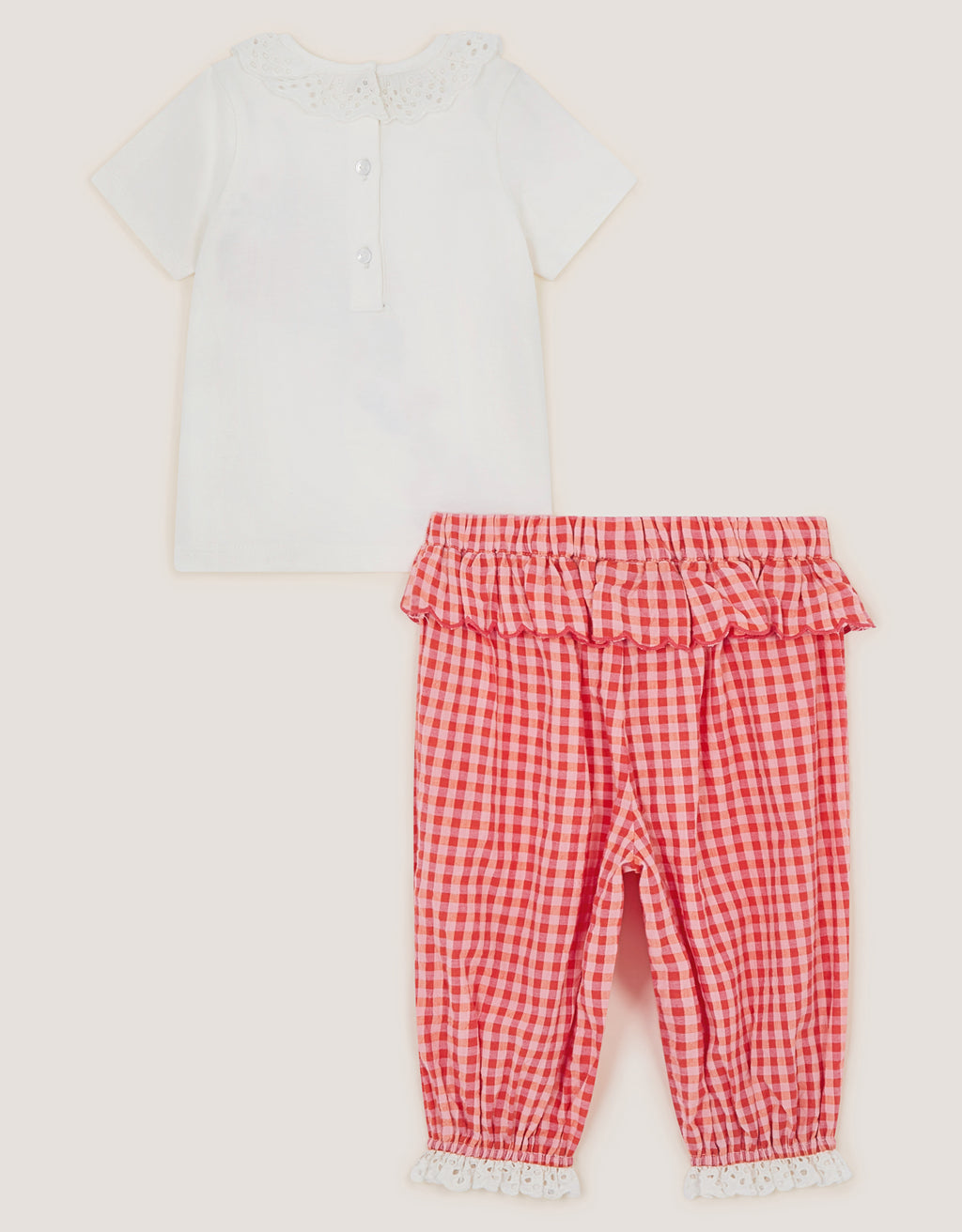 SET - BABY EMB TOP & GINGHAM TR