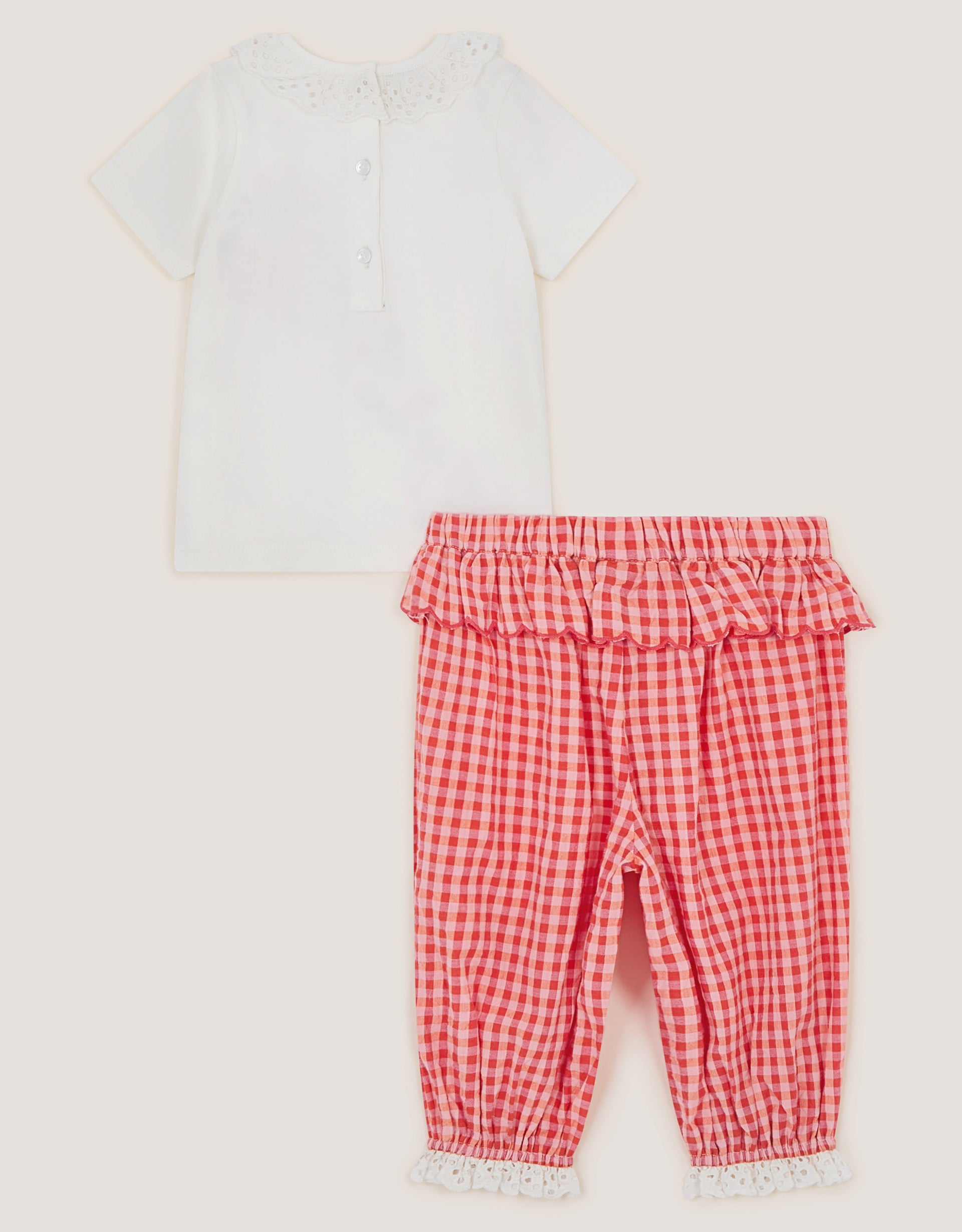 SET - BABY EMB TOP & GINGHAM TR
