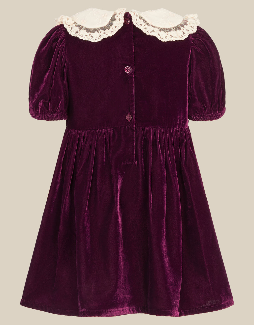 HALJINA - BBY VLVT COLAR SMCKD DRES
