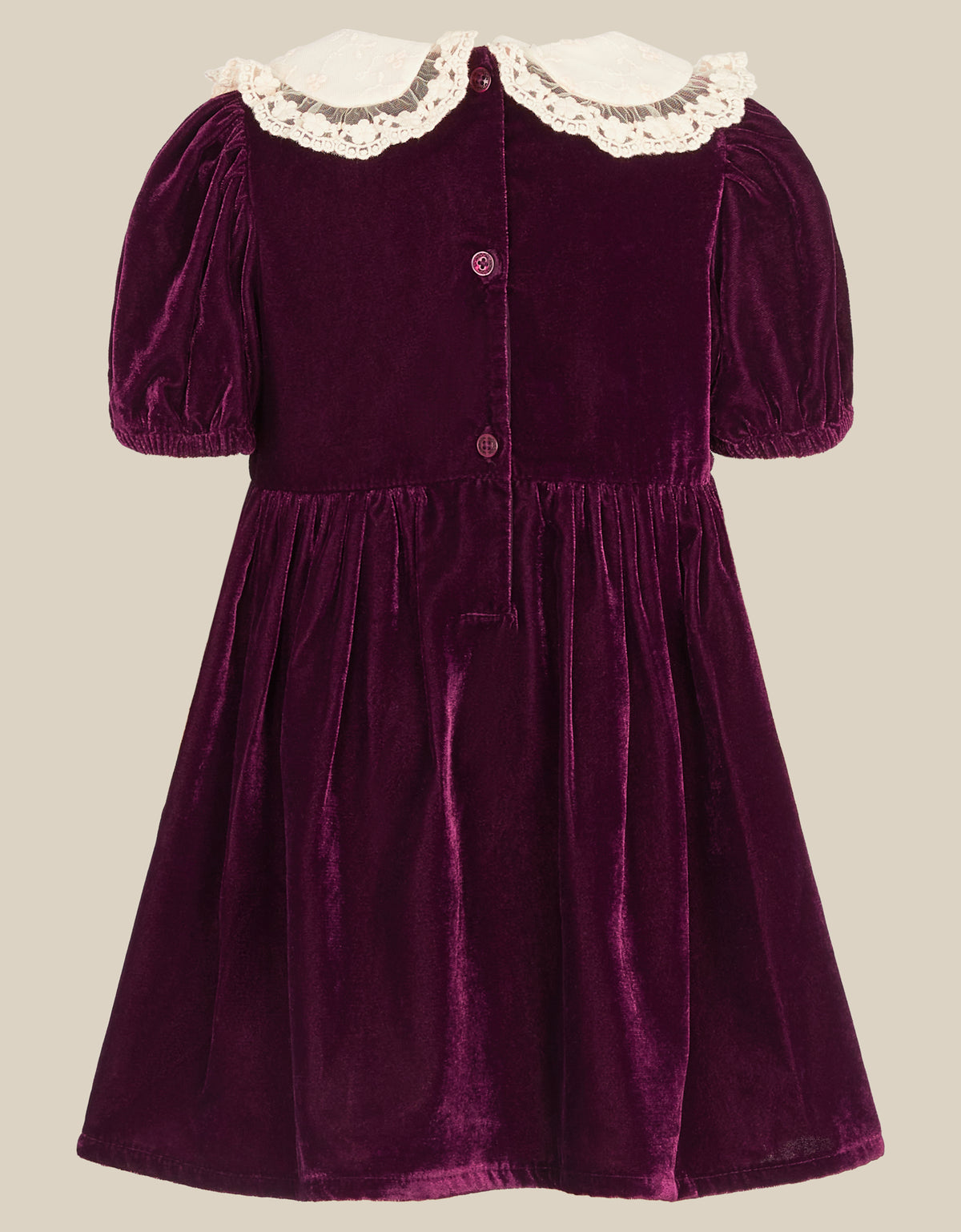 HALJINA - BBY VLVT COLAR SMCKD DRES