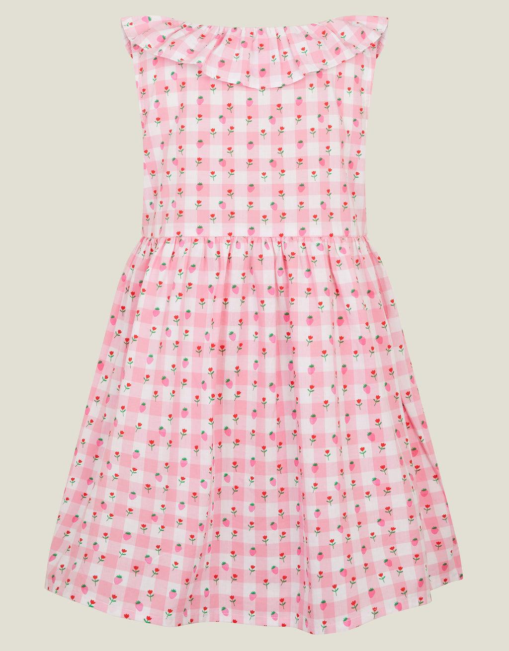 HALJINA - CHECK STRAWBERRY DRESS