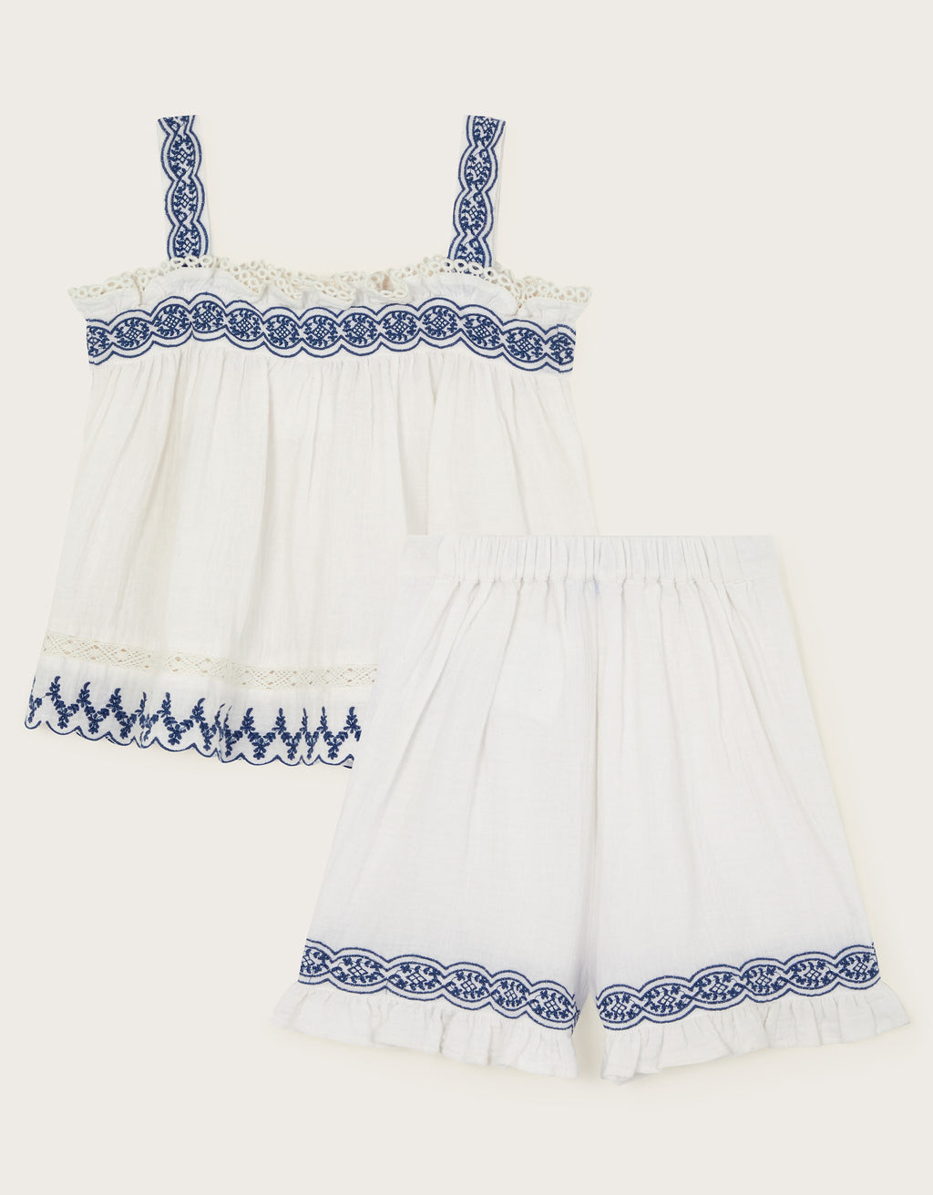 SET - CHEESECLOTH EMB FRILL SET