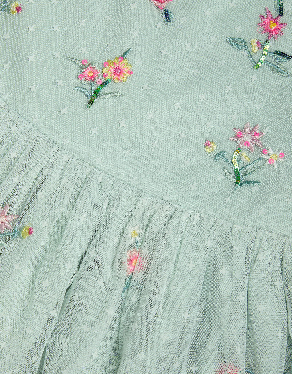 HALJINA - GREEN DOBBY MESH DRESS