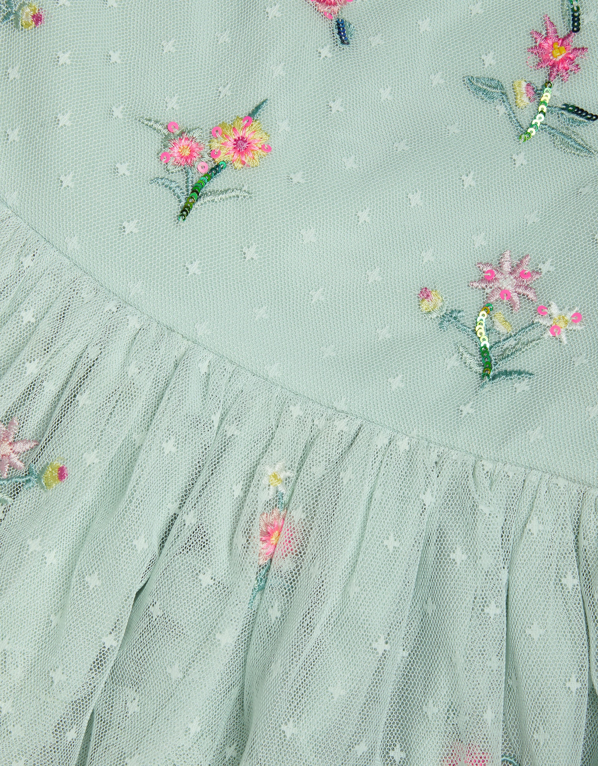 HALJINA - GREEN DOBBY MESH DRESS
