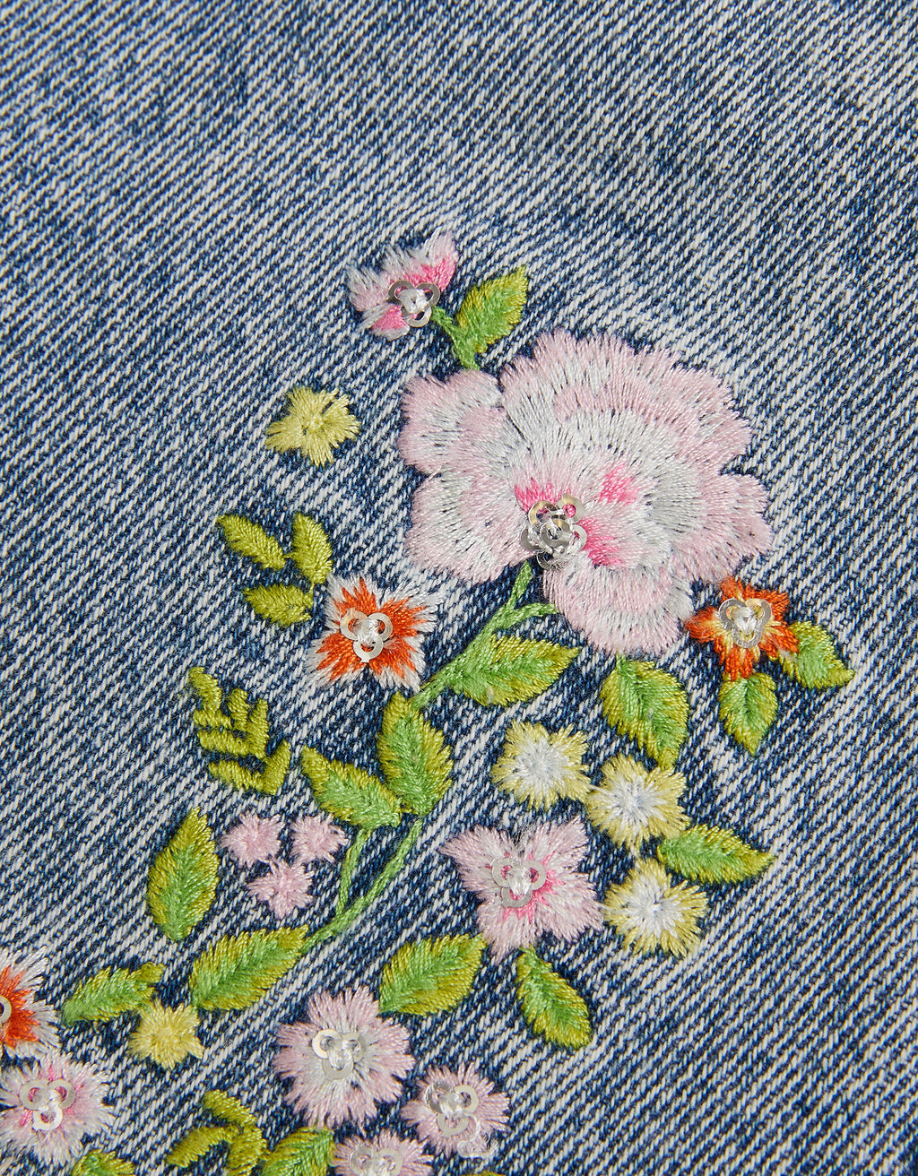 SORTS - FLORAL EMB SEQUIN DENIM S