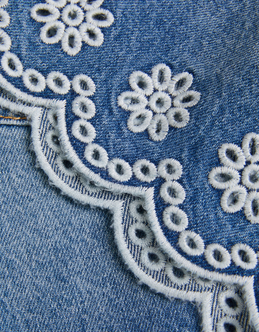SORTS - BRODERIE SCALLOPED DENIM