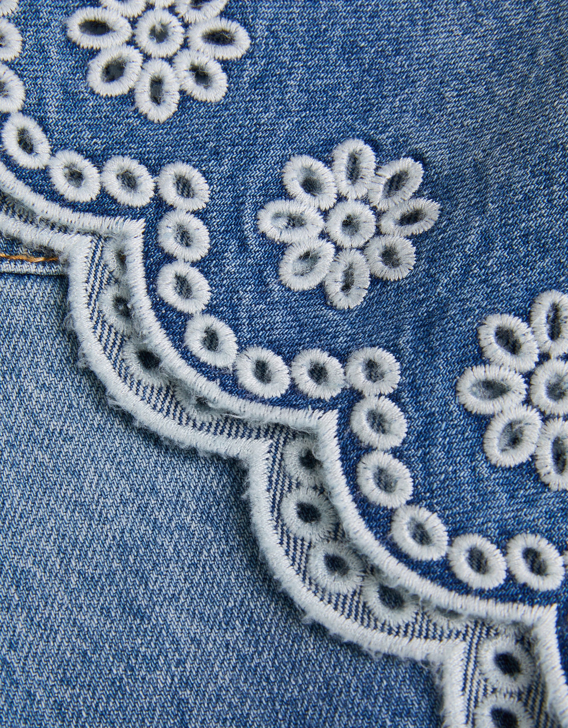 SORTS - BRODERIE SCALLOPED DENIM