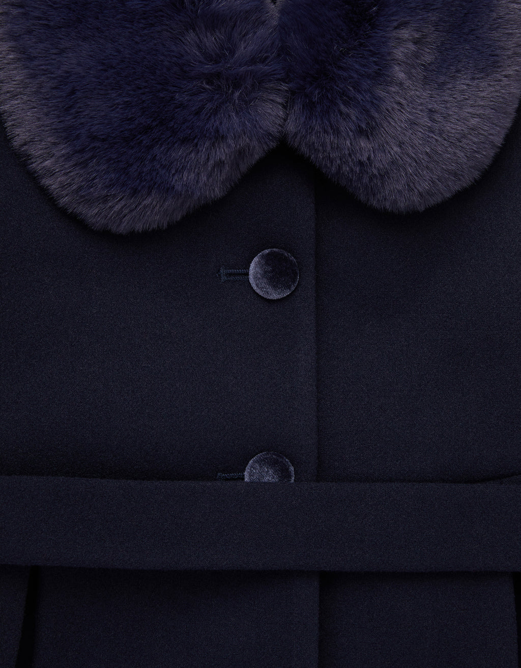 KAPUT - NAVY VELVET TRIM COAT