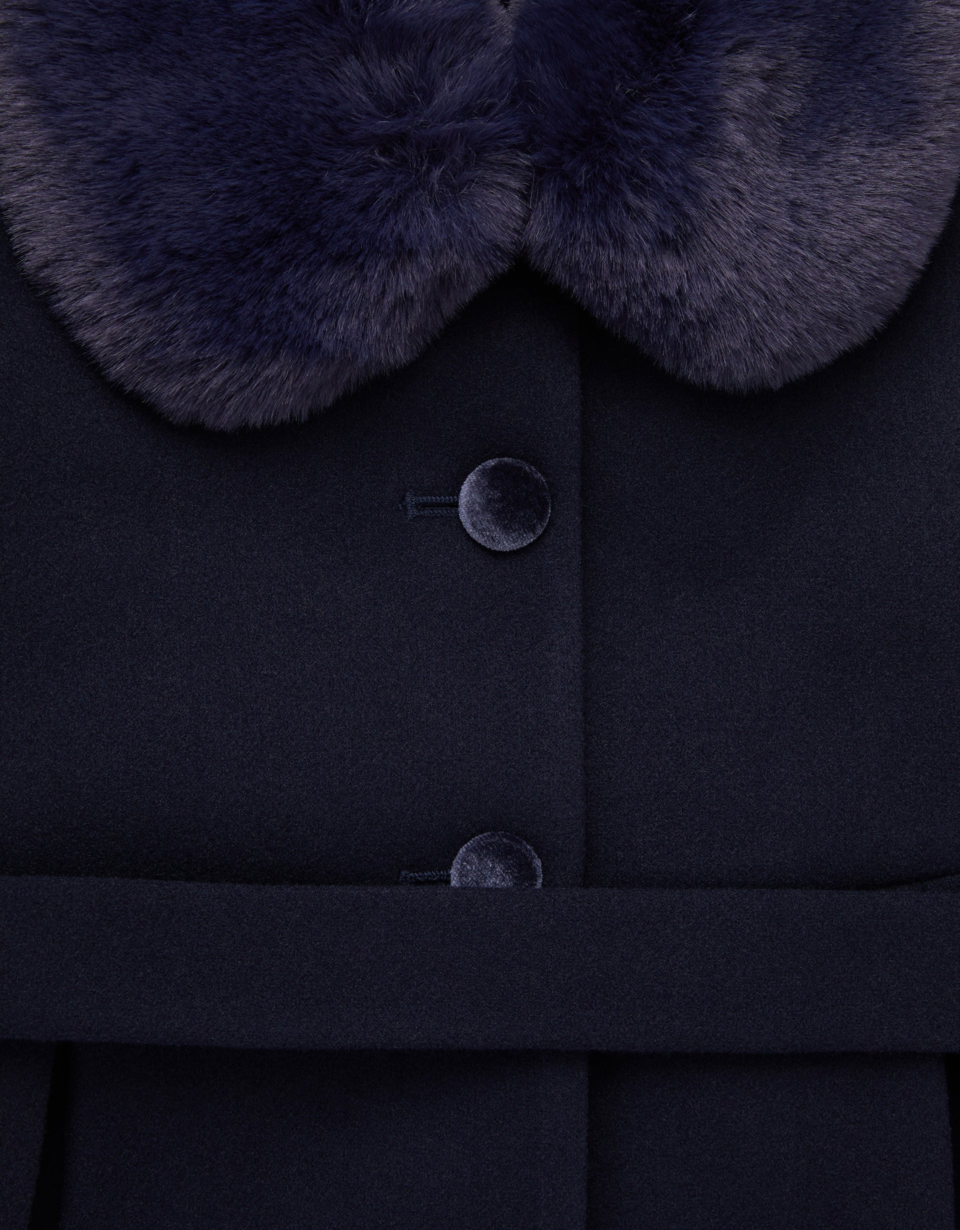 KAPUT - NAVY VELVET TRIM COAT