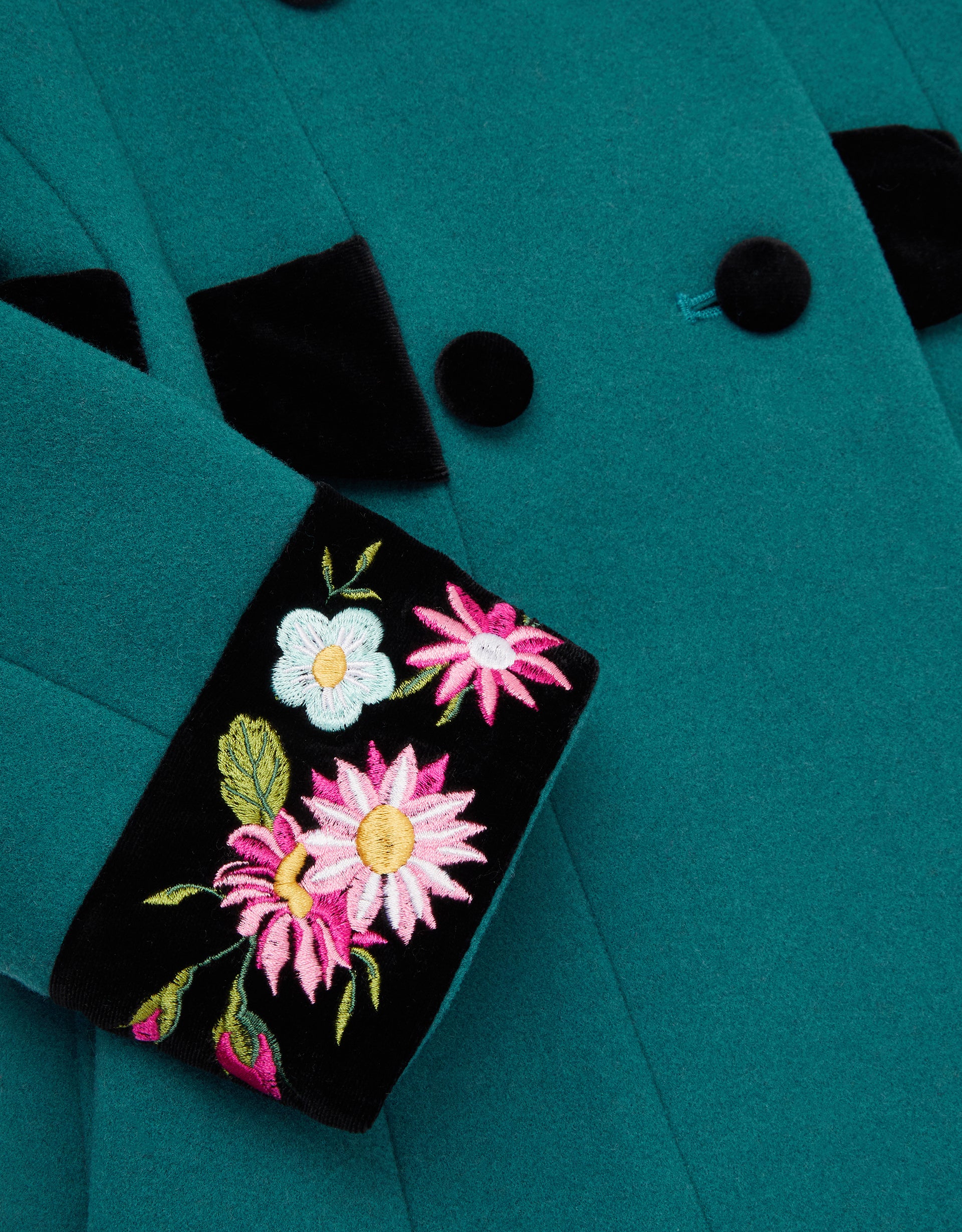 KAPUT - TEAL WOOL VELVET COAT