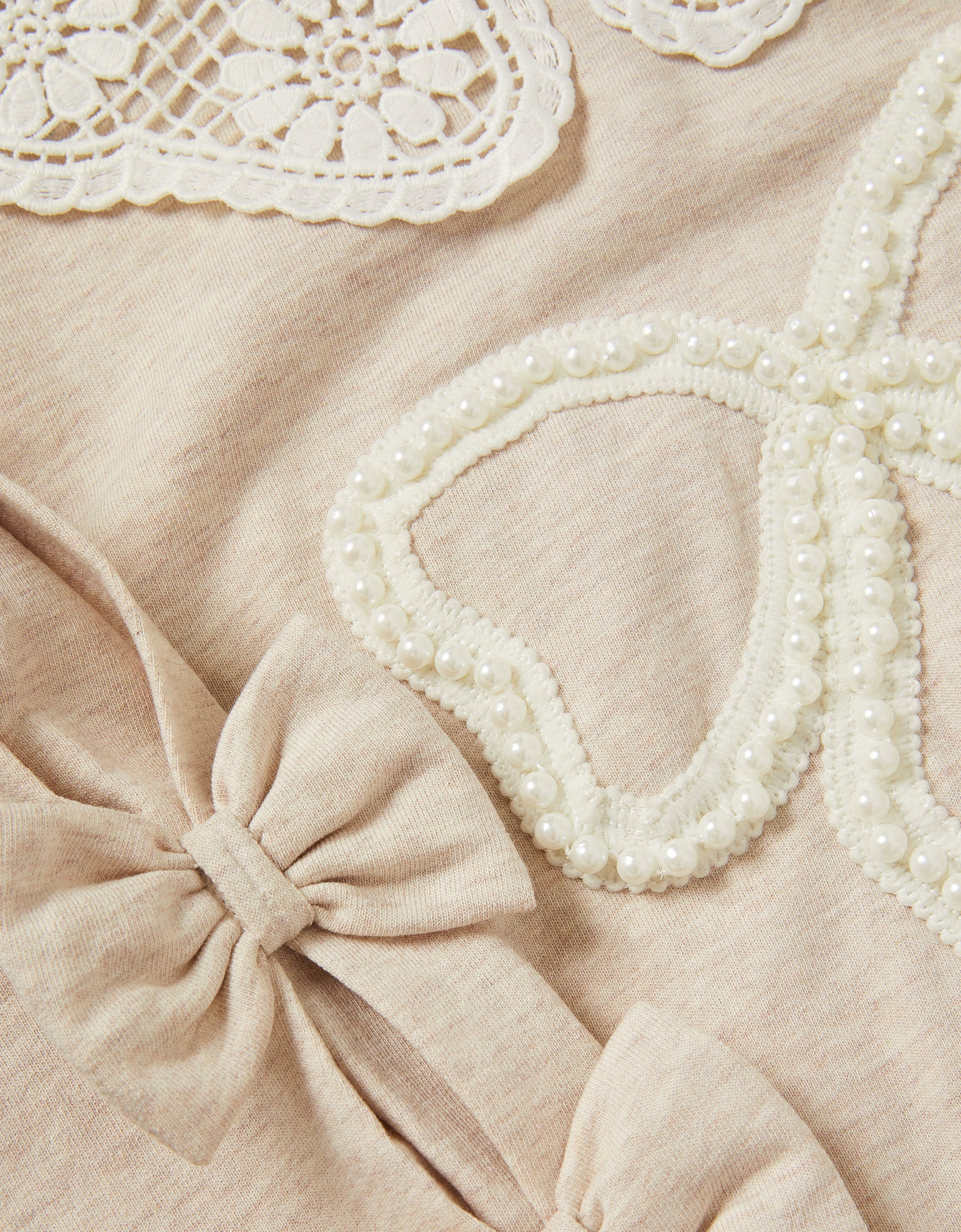 DUKS - LACE BOW PEARL COLL SWEAT