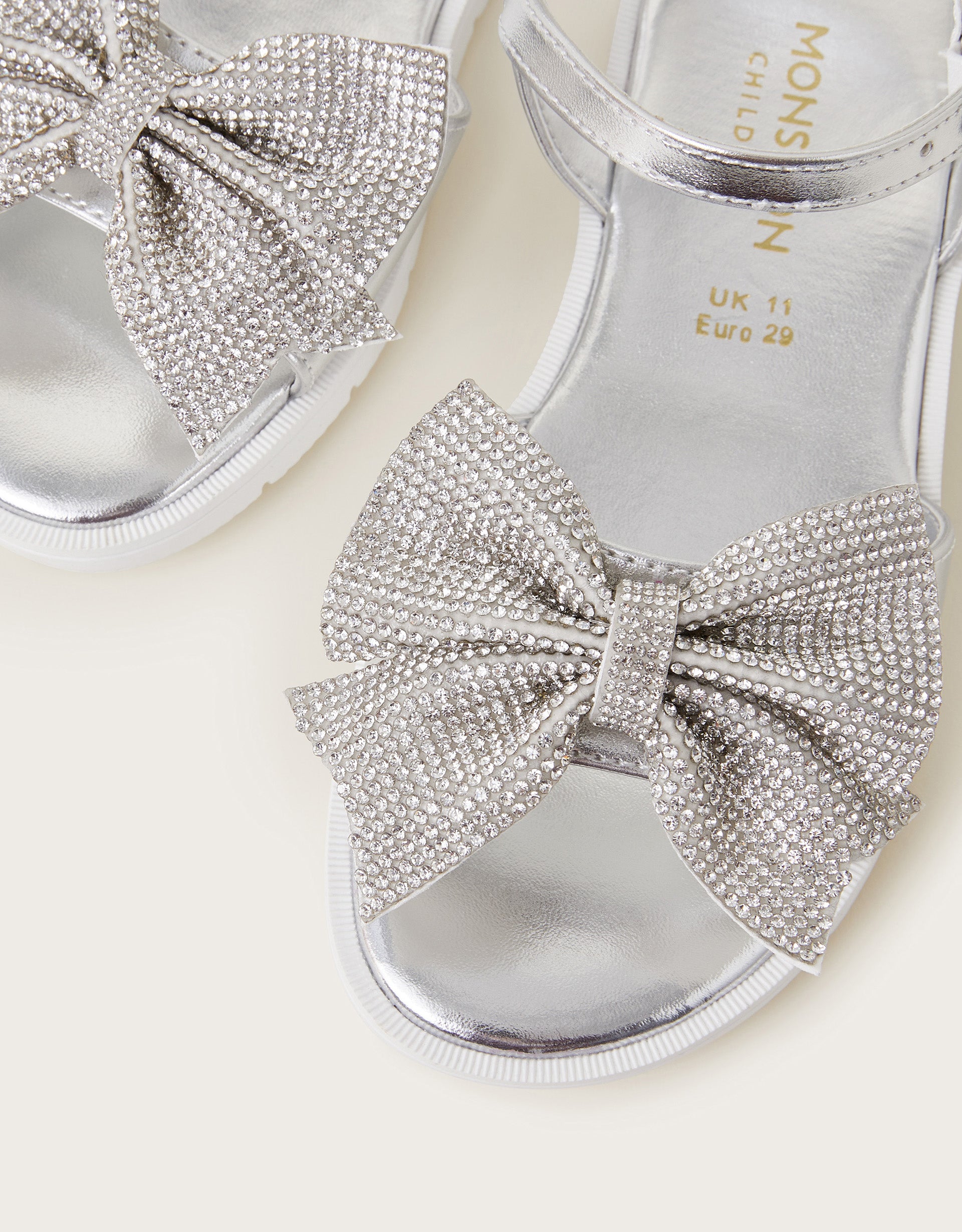 SANDALE - SILVER DIAMANTE BOW SANDA