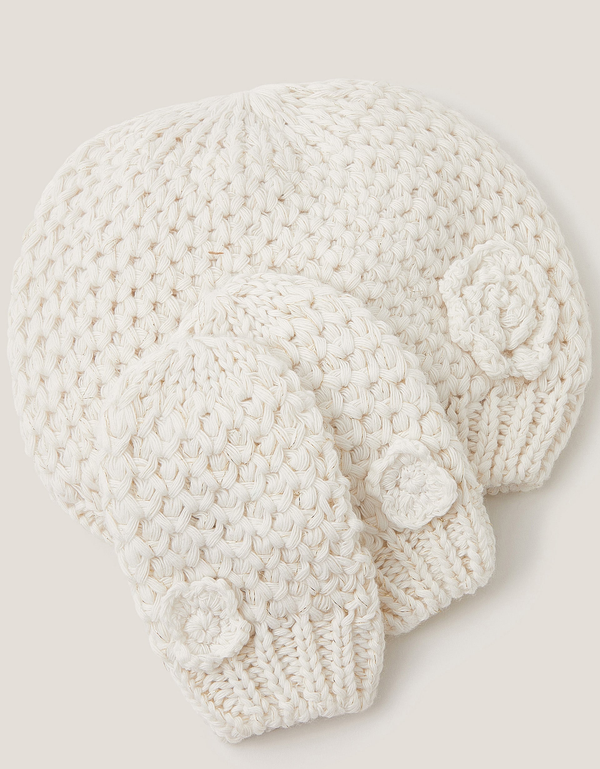 SET KAPA I RUKAVICE - BABY FLOWER BEANIE MITTEN
