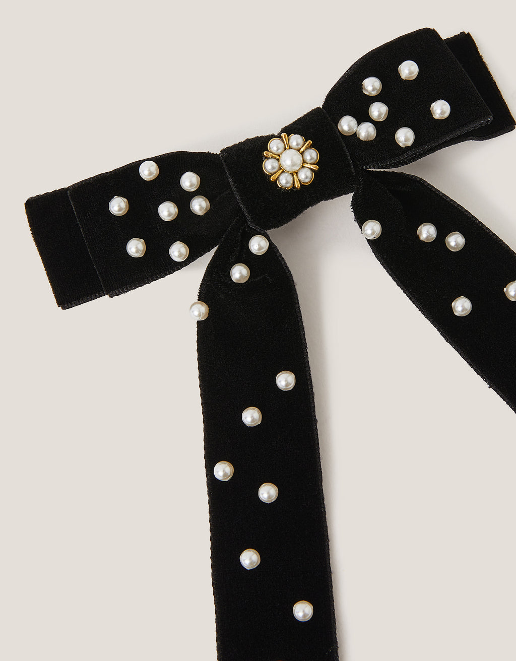 MASNA ZA KOSU - PEARL VELVET BOW CLIP