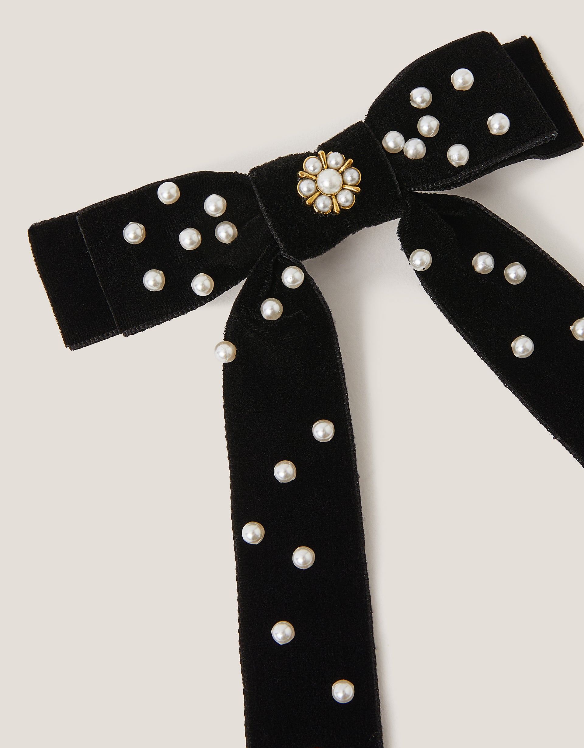 MASNA ZA KOSU - PEARL VELVET BOW CLIP