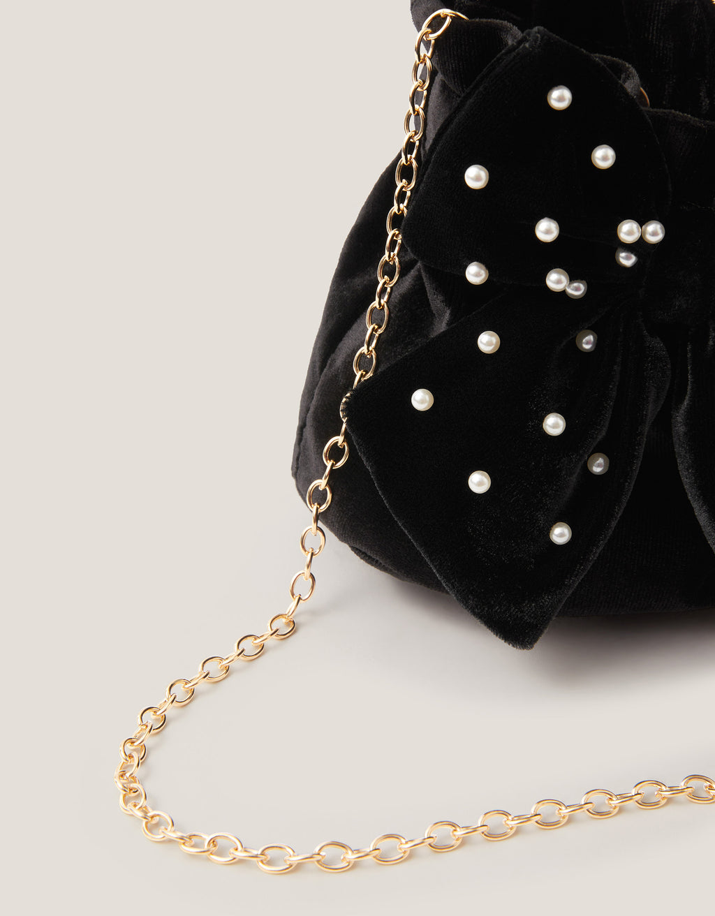 TORBA - PUFF PEARL BOW VELVET BAG