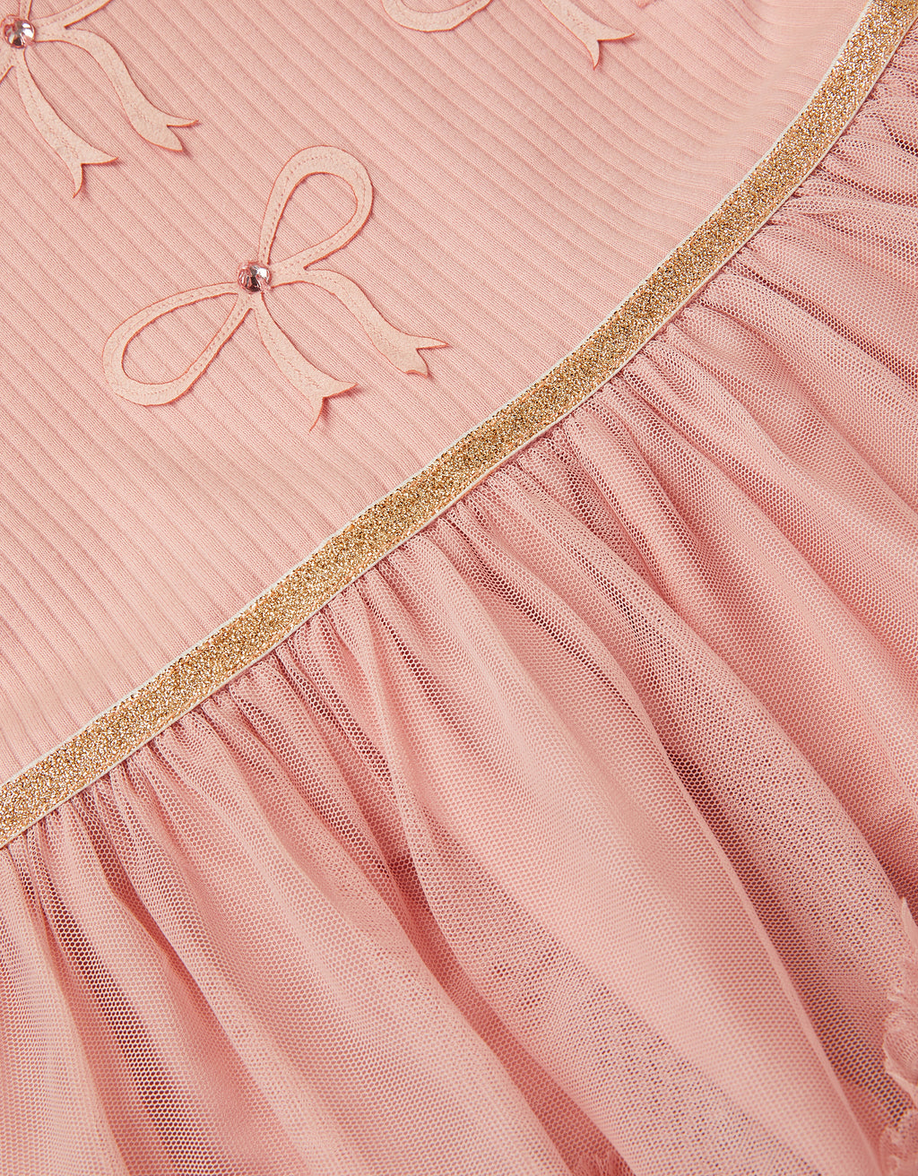 HALJINA - PINK RIBBED BOW DRESS 2 1