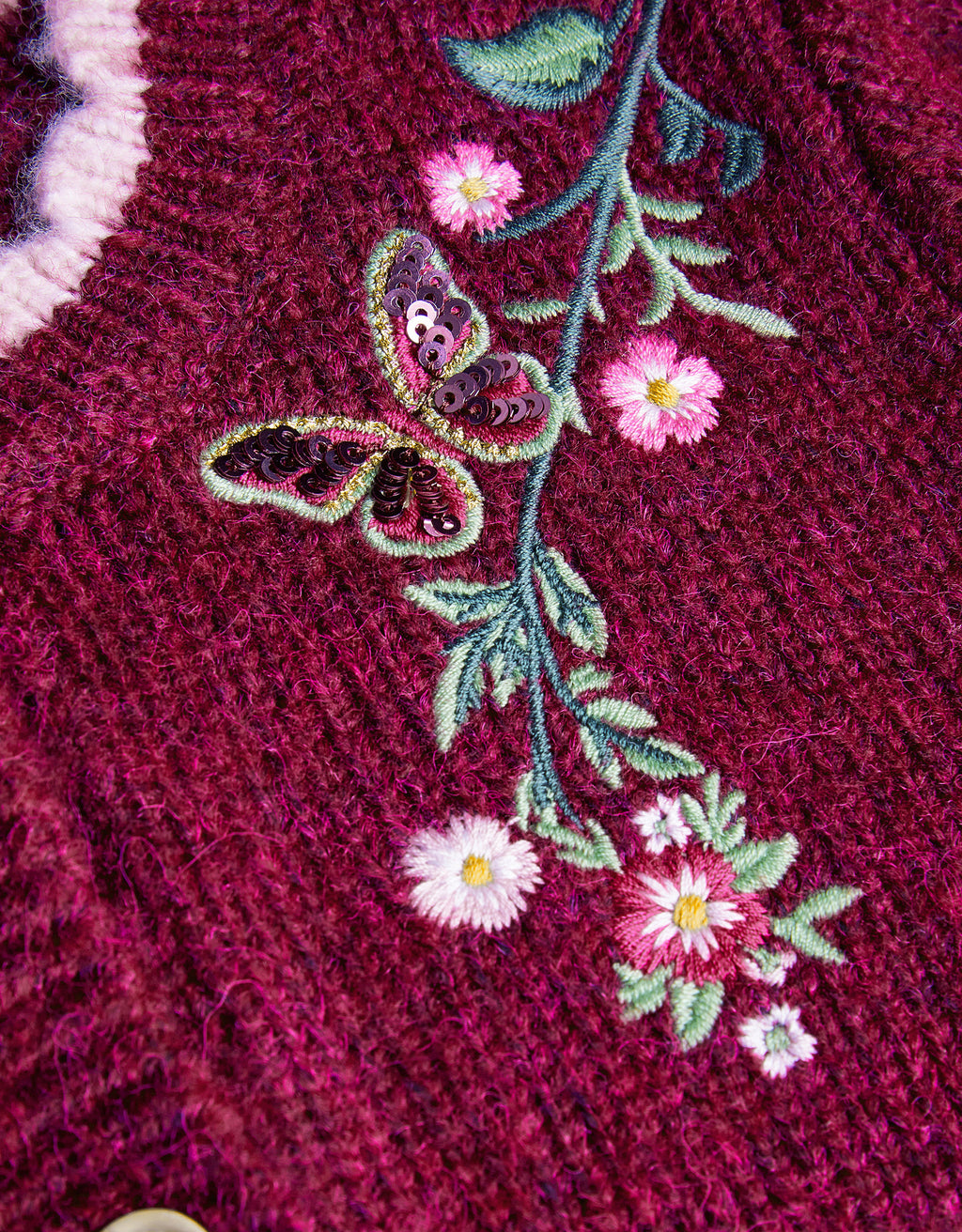 KARDIGAN - BERRY FLORAL EMB CARDIGAN