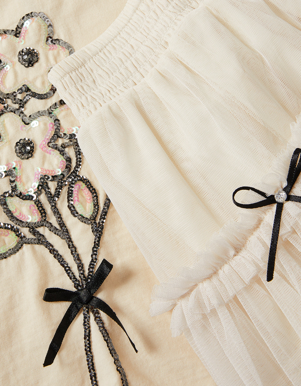 SET - MONO BOW MESH SKIRT SET