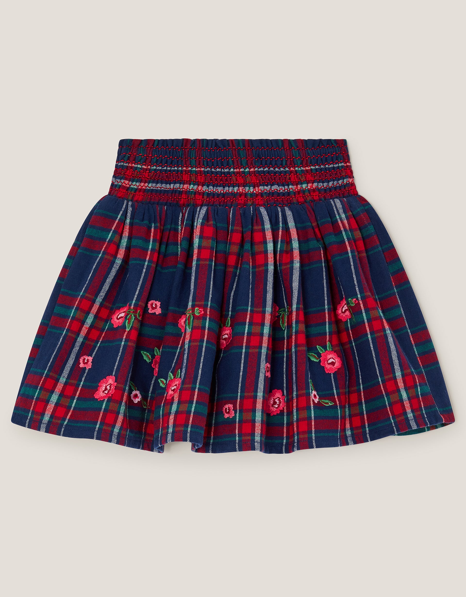 SUKNJA - CHECK EMB FLORAL SKIRT