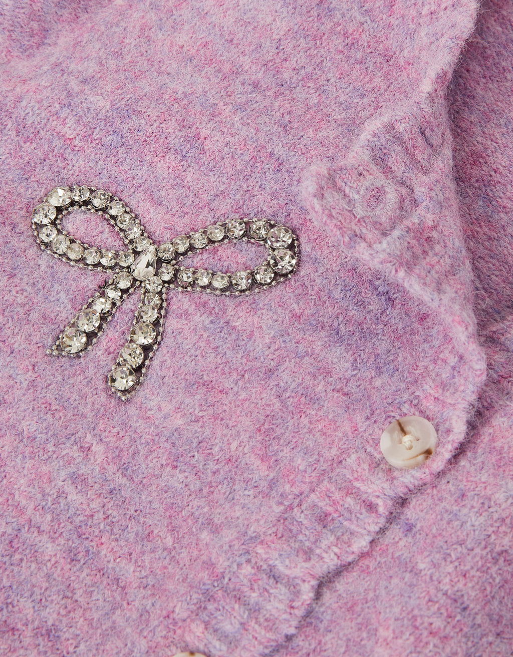 KARDIGAN - HOTFIX BOW KNIT CARDI PUR