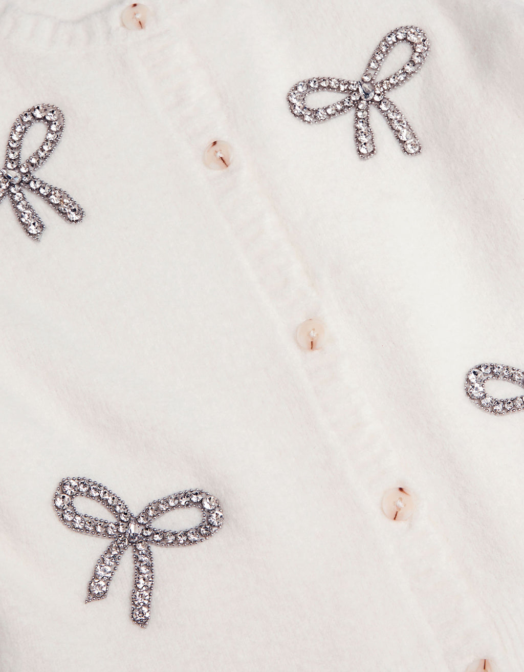 KARDIGAN - IVORY HOTFIX BOW CARDIGAN