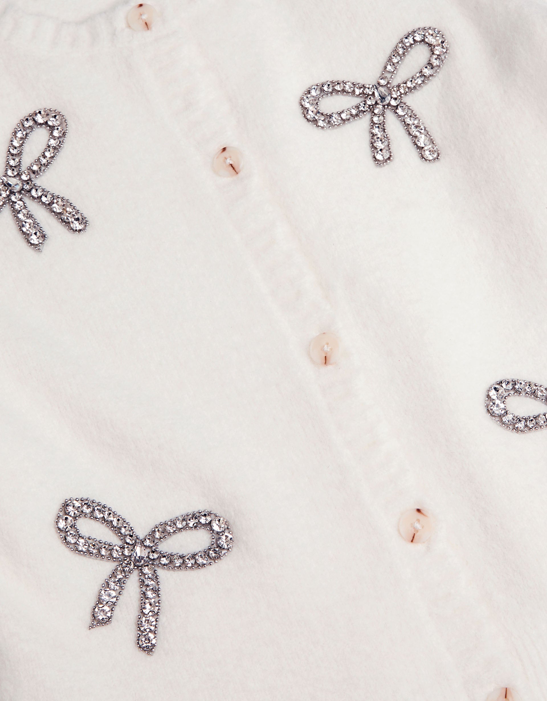 KARDIGAN - IVORY HOTFIX BOW CARDIGAN
