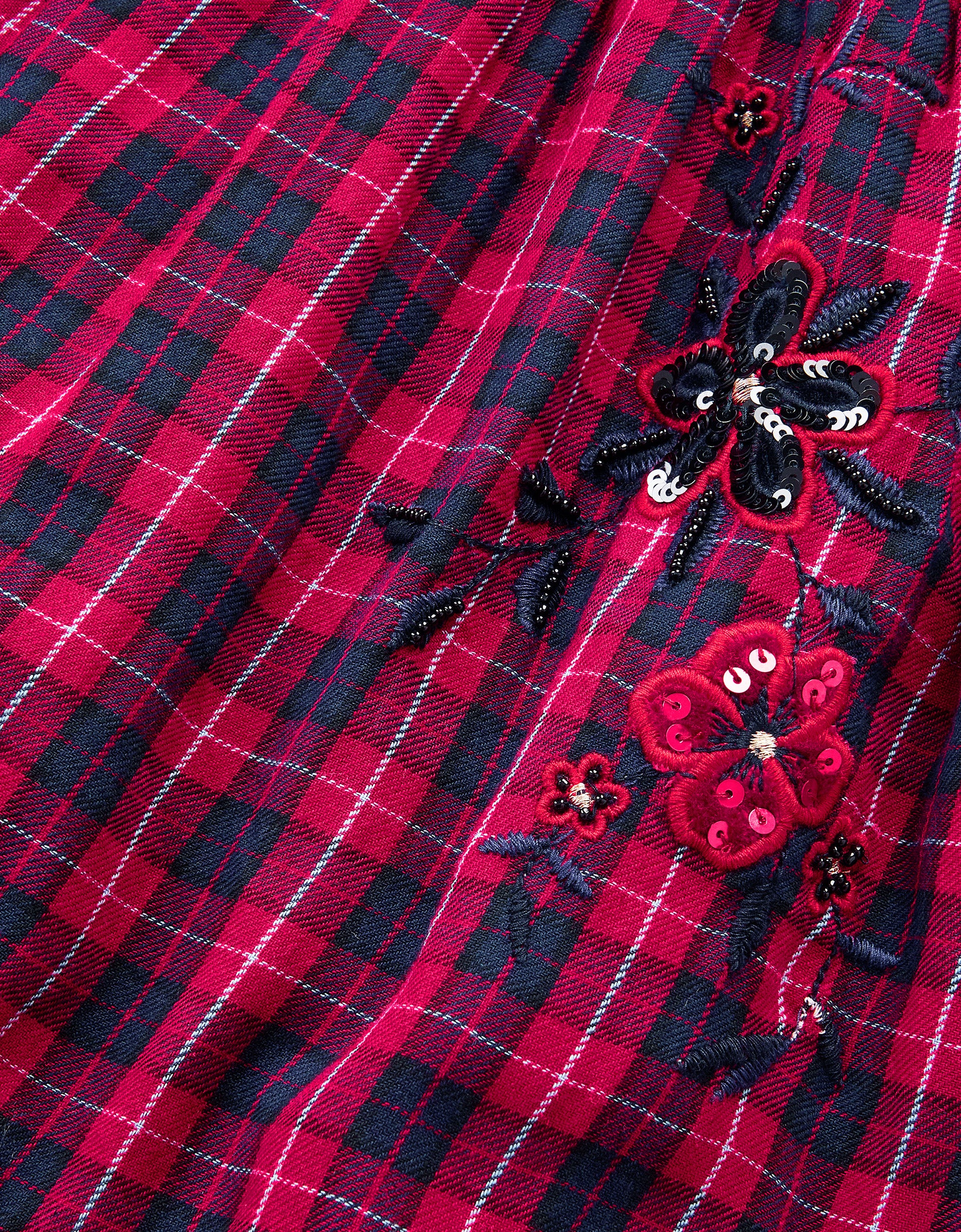 HALJINA - SEQUIN EMB TARTAN DRESS