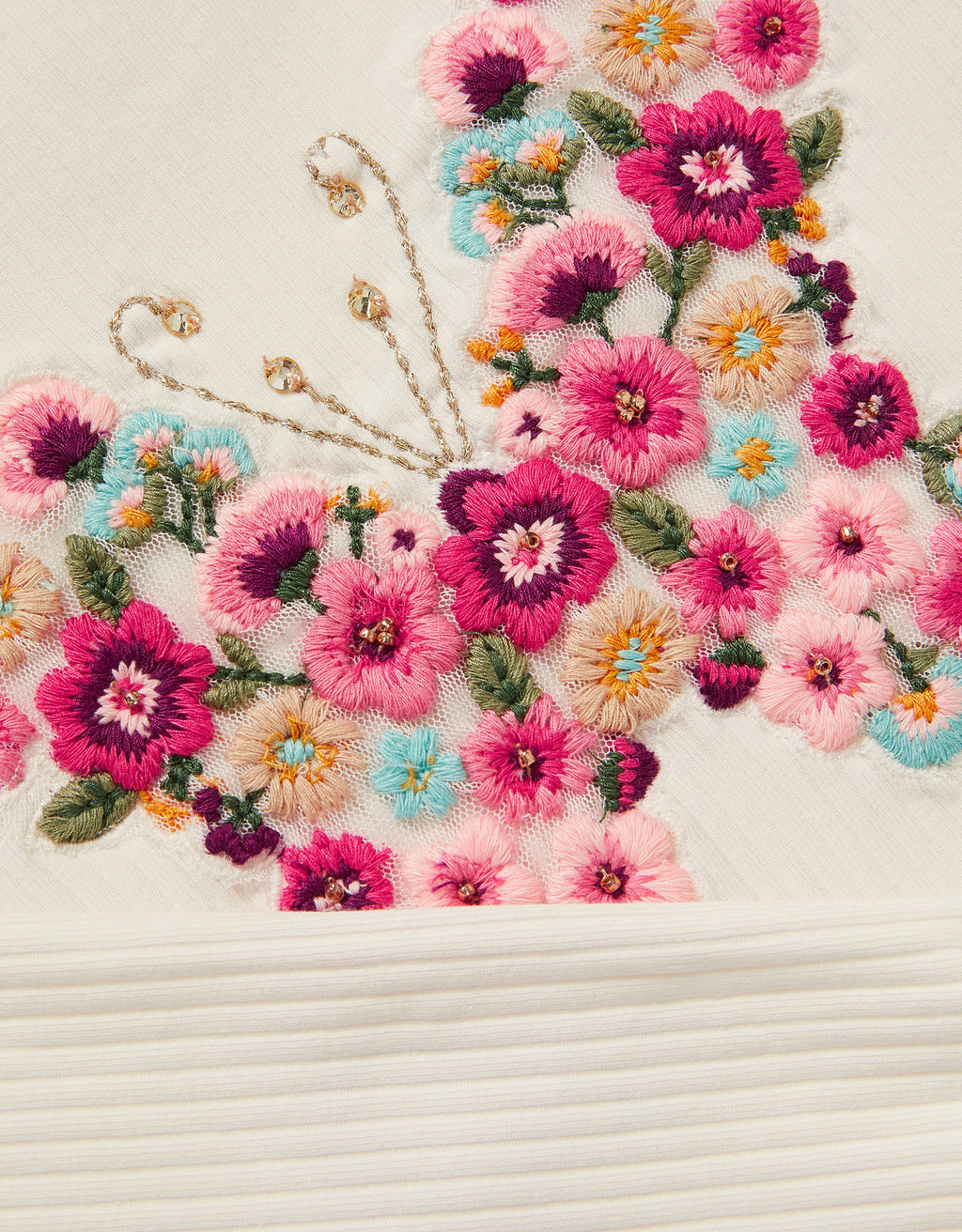 MAJICA - BUTTERFLY EMB RIBBED TOP