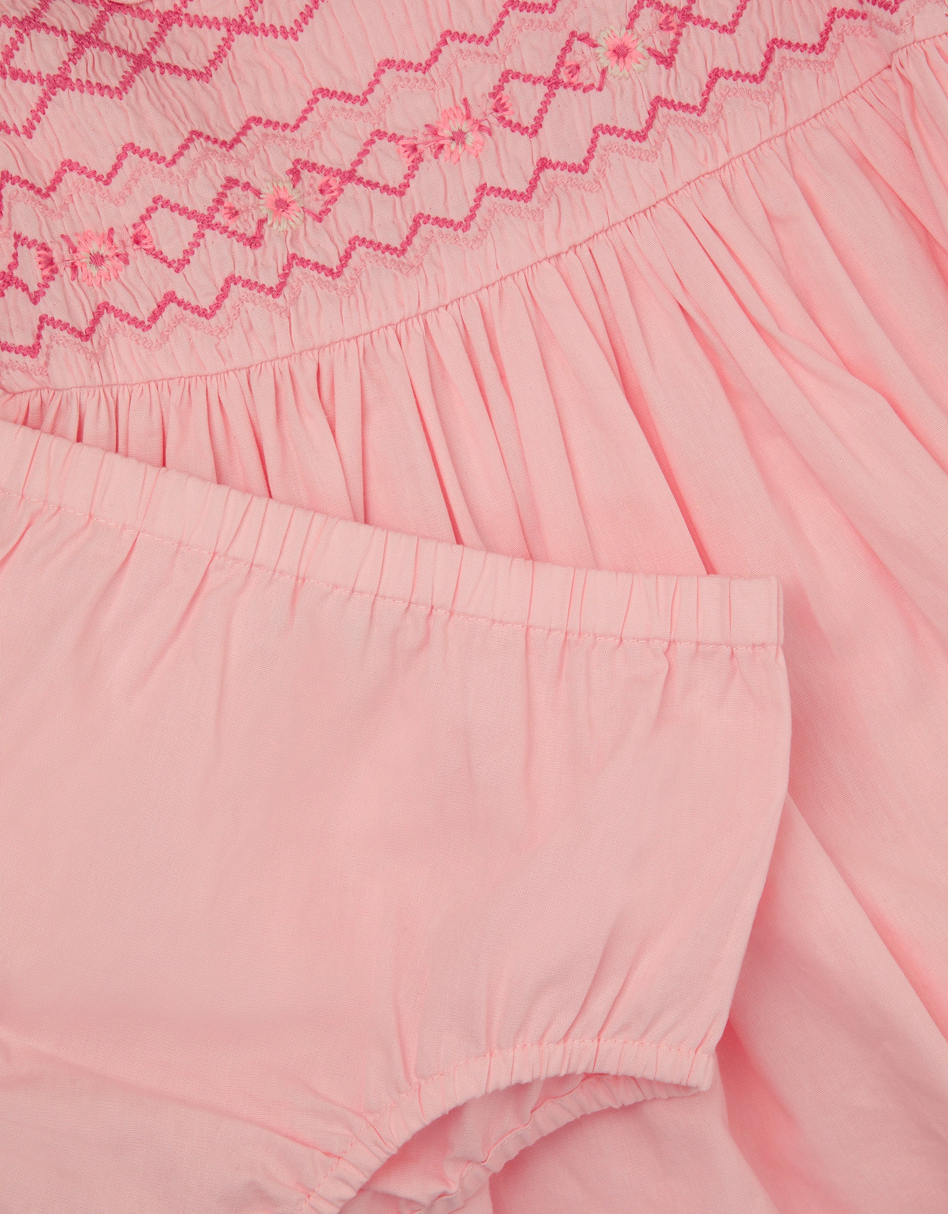 HALJINA - BABY PINK EMB SMOCK DRESS