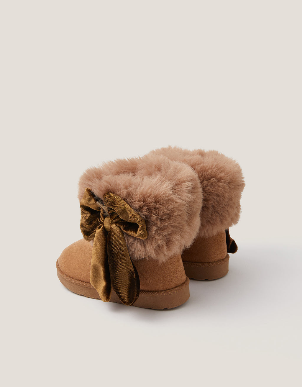 CIZME - TAN BABY FLUFFY BOW BOOT