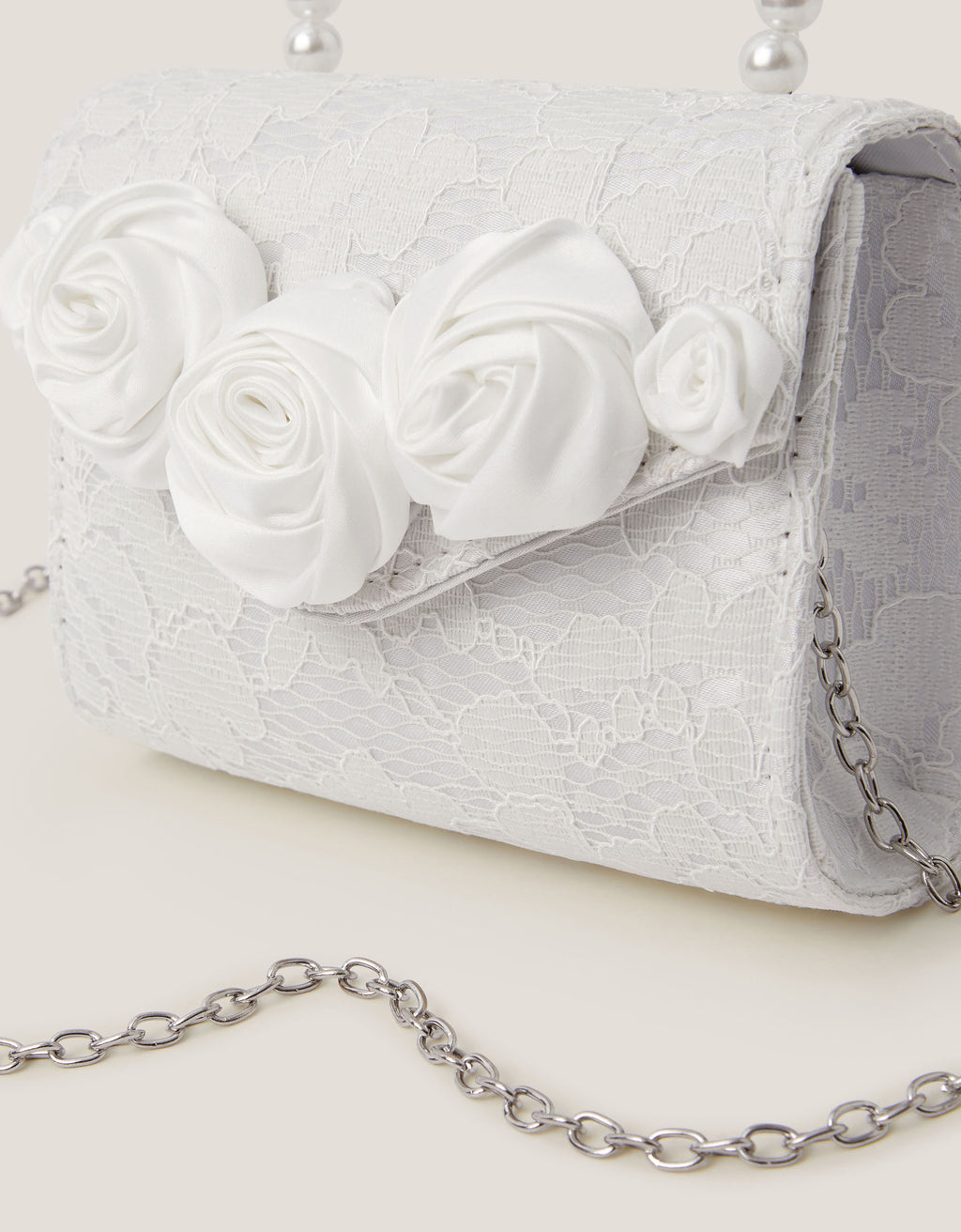 TORBA - ROSETTE PEARL HANDLE BAG