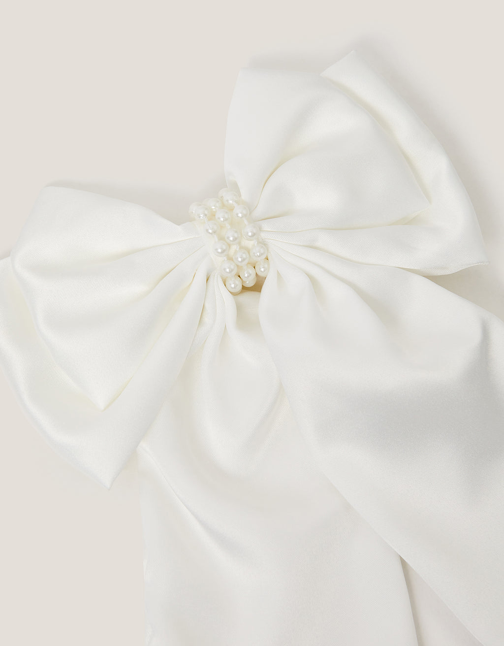 MAŠNA ZA KOSU - PEARL SATIN LONG BOW CLIP