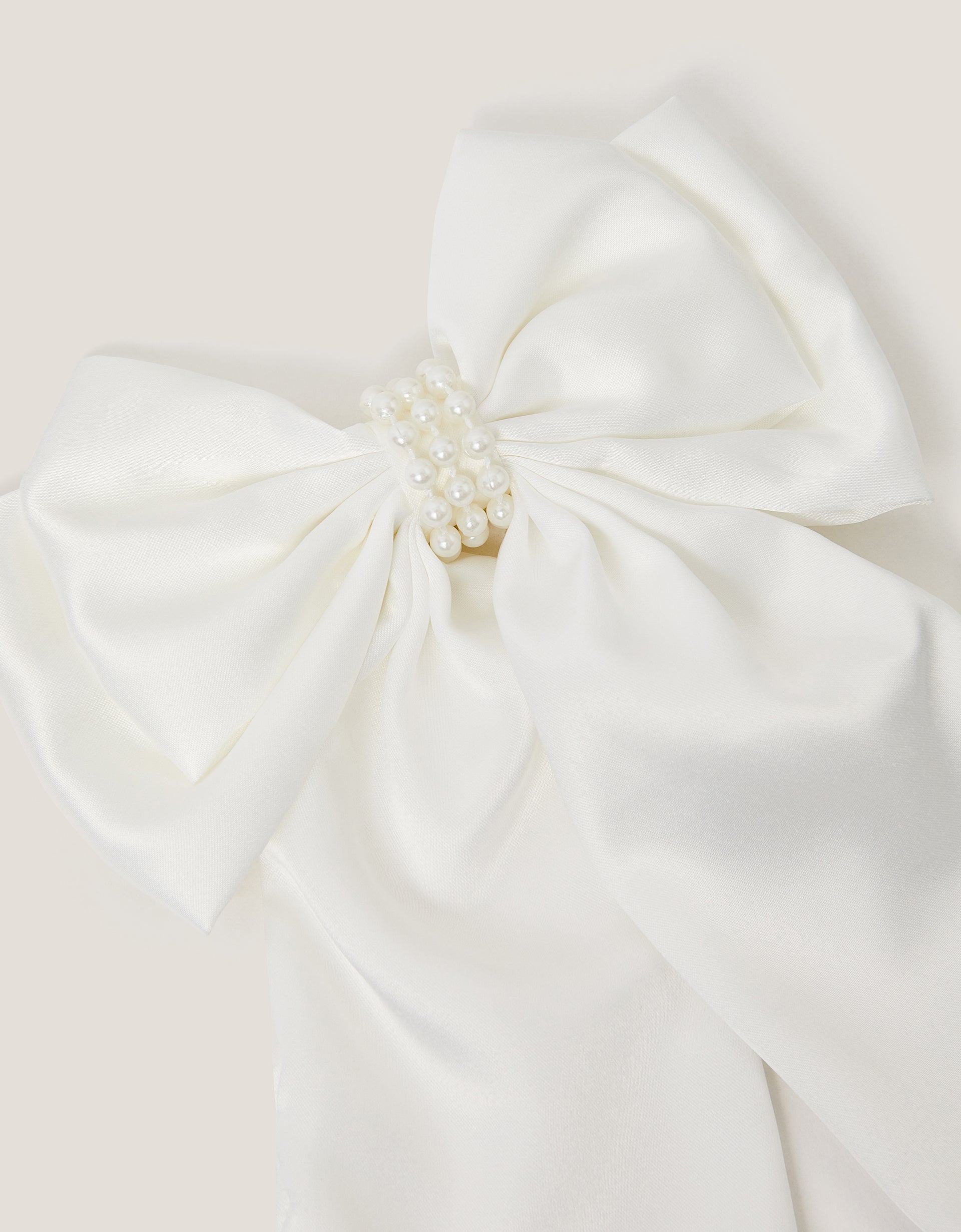 MAŠNA ZA KOSU - PEARL SATIN LONG BOW CLIP
