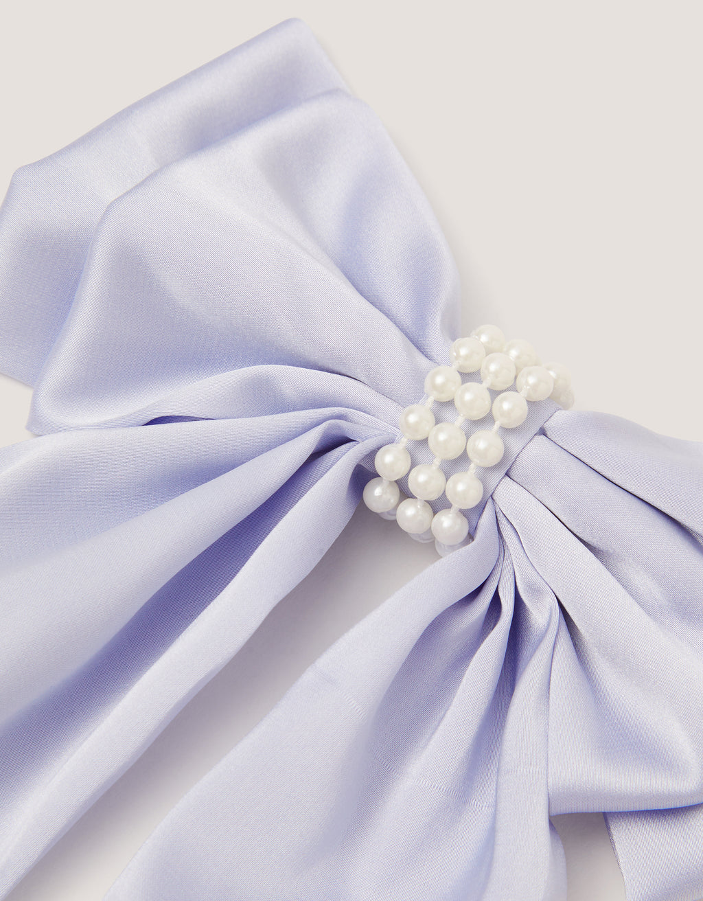 MAŠNA ZA KOSU - PEARL SATIN LONG BOW CLIP
