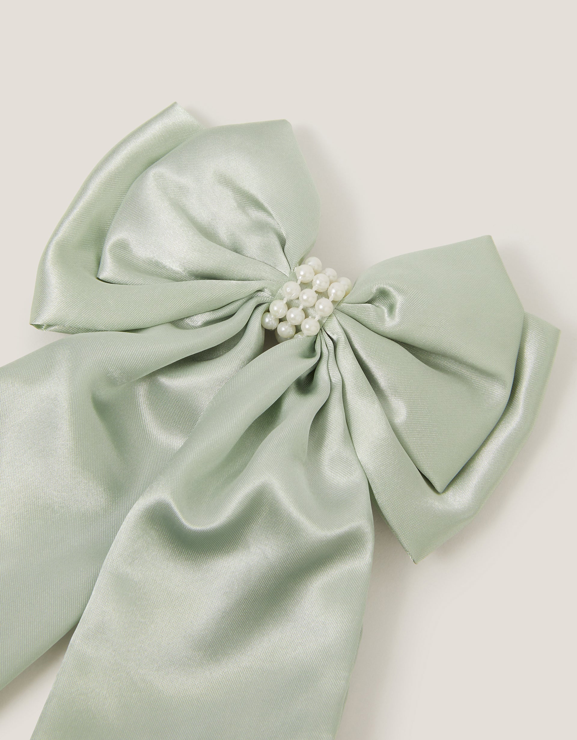 MAŠNA ZA KOSU - PEARL SATIN LONG BOW CLIP