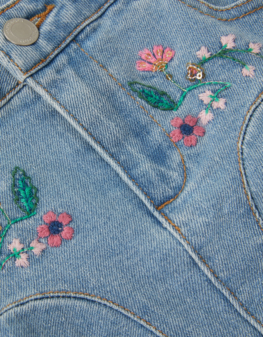 SUKNJA - DENIM EMB GODET SKIRT