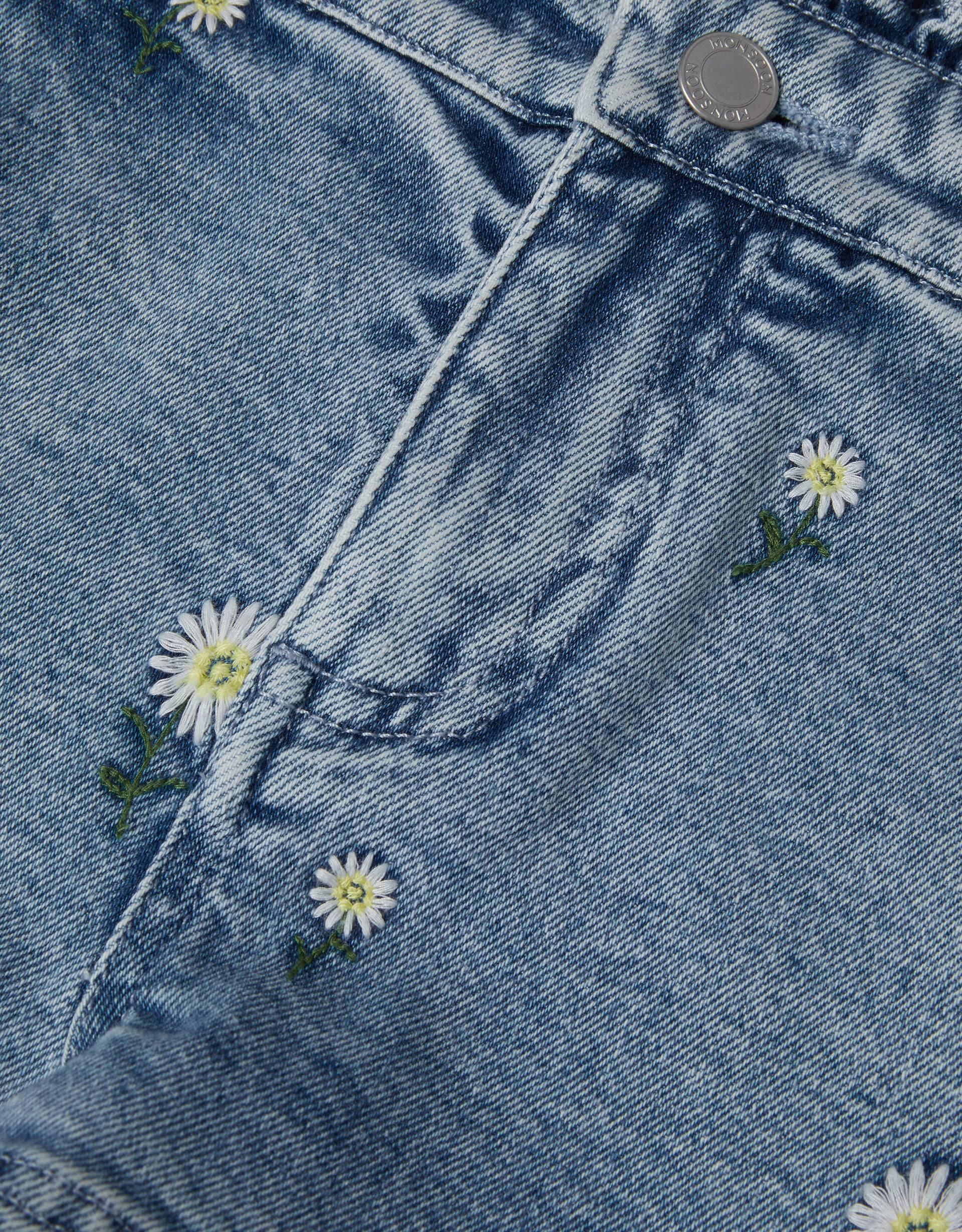 ŠORTS - DAISY EMB DENIM SHORTS