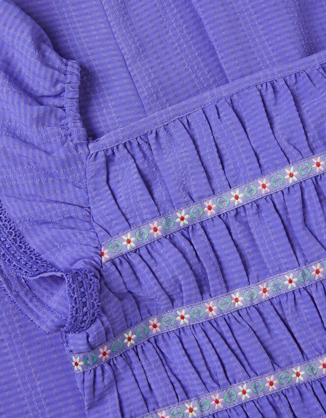 KOMBINEZON - BLUE TEXT SHIRR JUMPSUIT