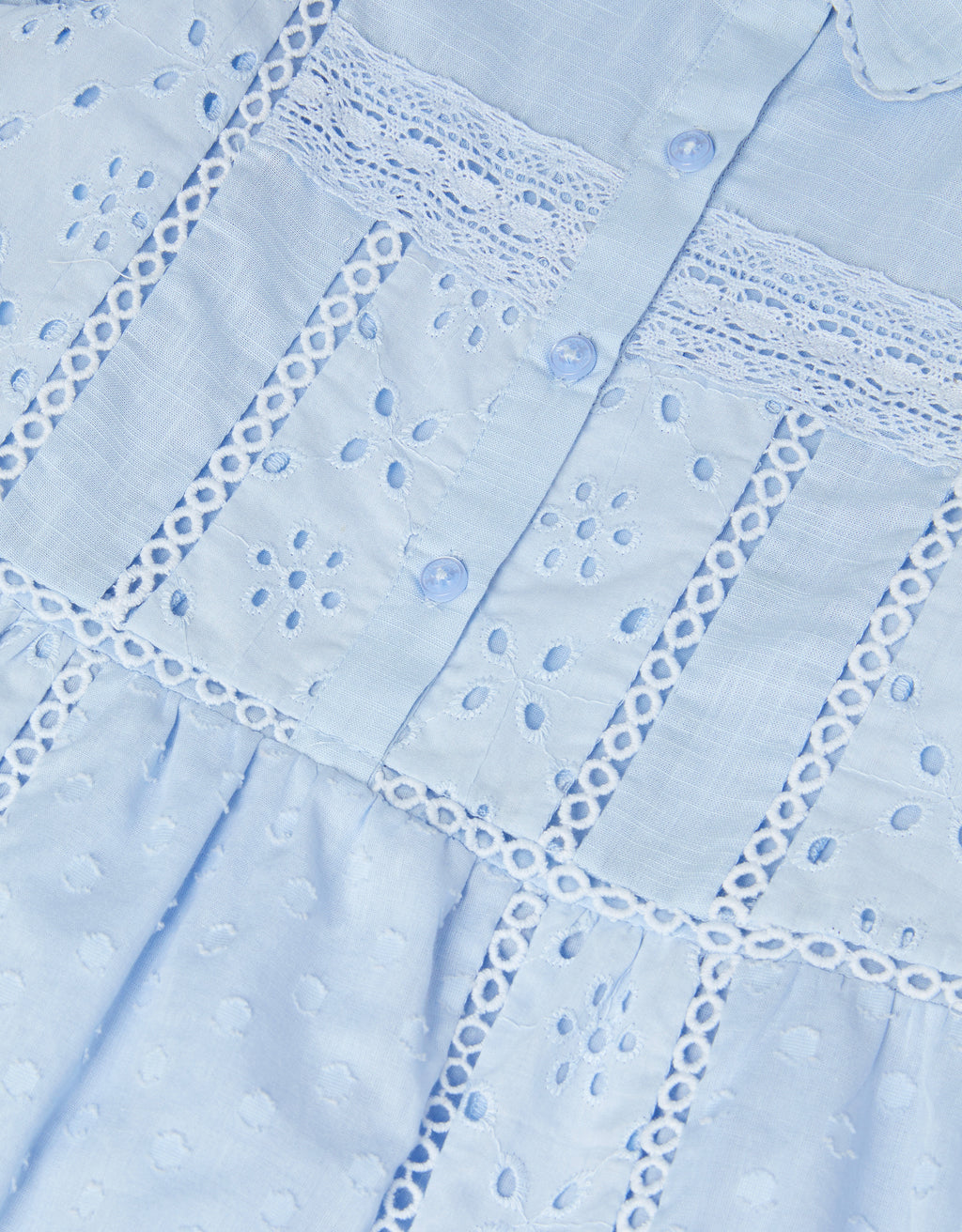 HALJINA - BLUE BROIDER BUTTON DRESS