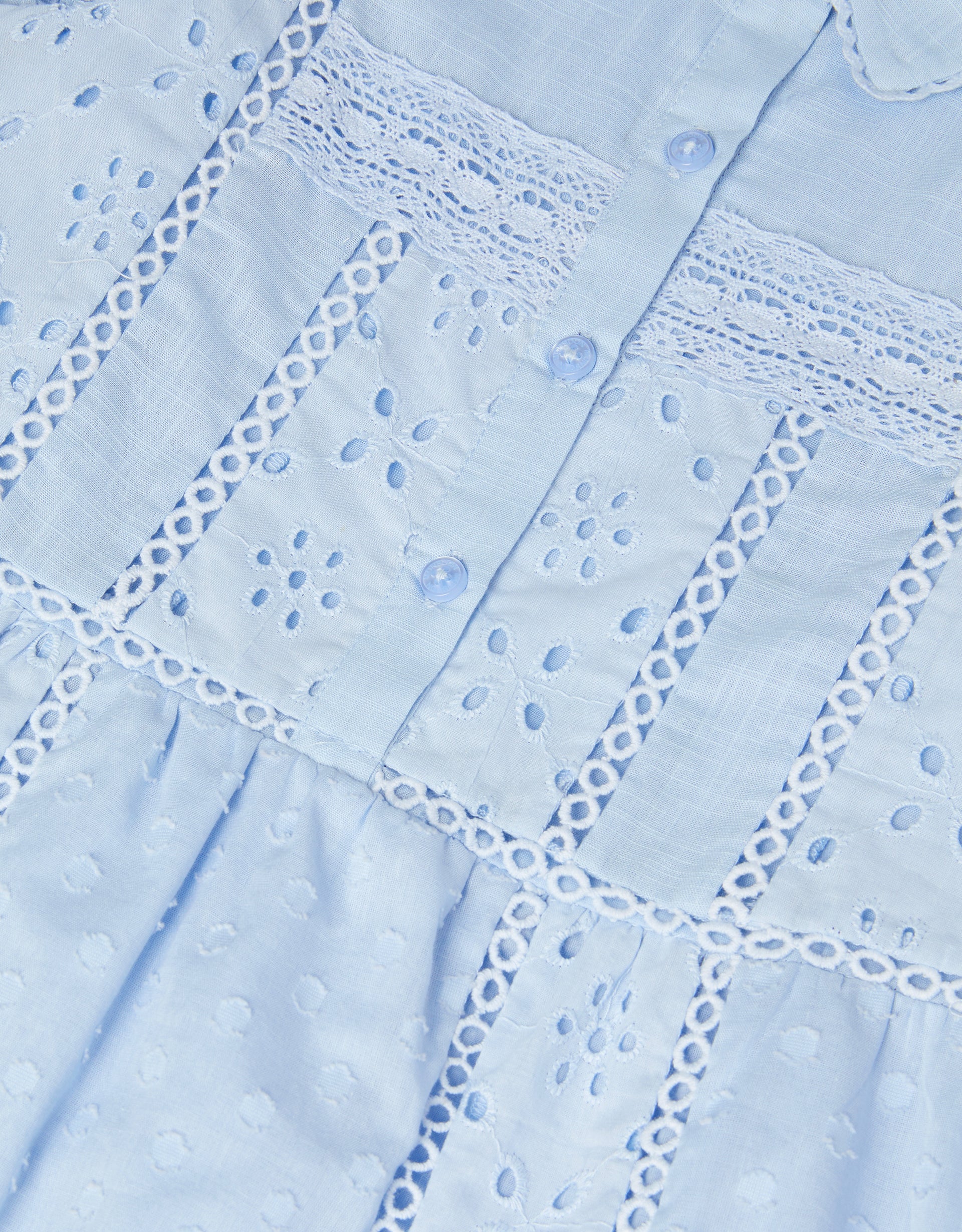 HALJINA - BLUE BROIDER BUTTON DRESS