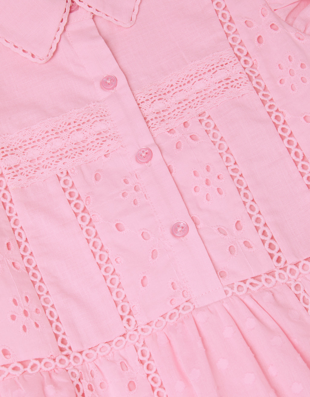 HALJINA - PINK BROIDER BUTTON DRESS