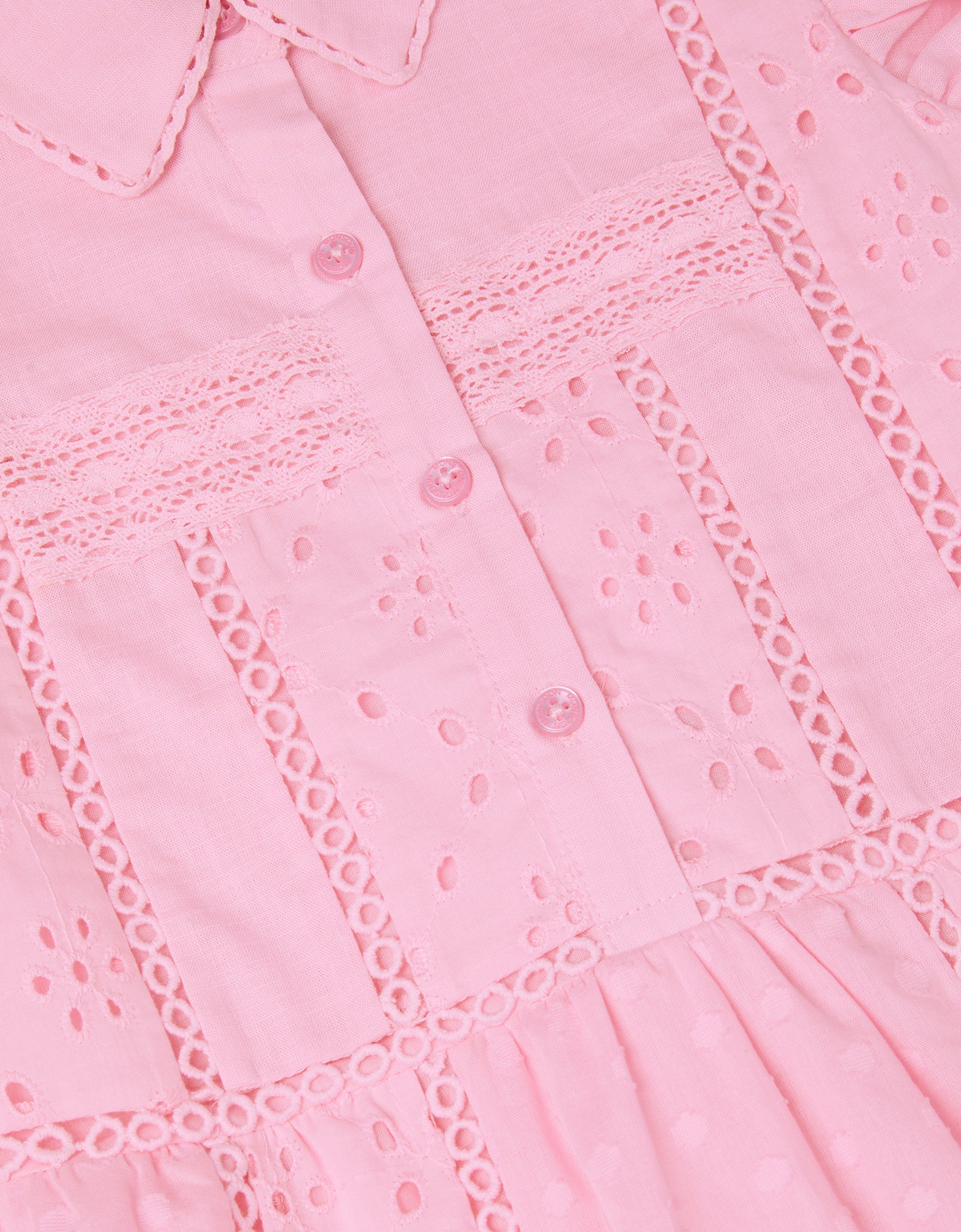 HALJINA - PINK BROIDER BUTTON DRESS